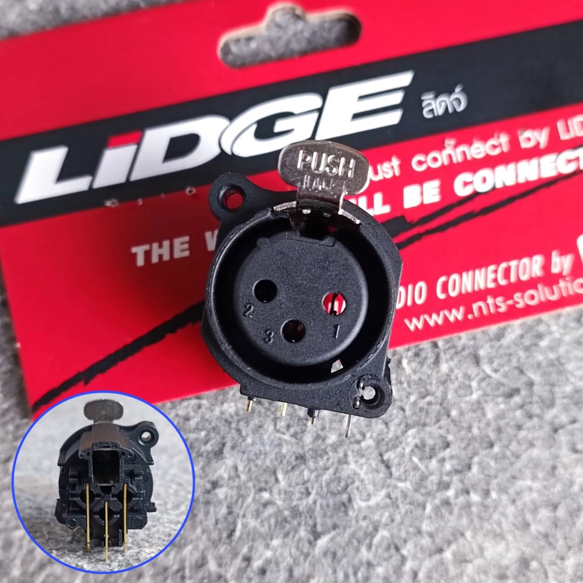 XLR ติดแท่น LIDGE YM-062 ติดแท่นตัวเมีย ลงปริ้นท์ แจ็คCANNON แจ็คตัวเมีย J.CANNONติดแท่นตัวเมีย J.CANNON เอไอ-ไพศาล