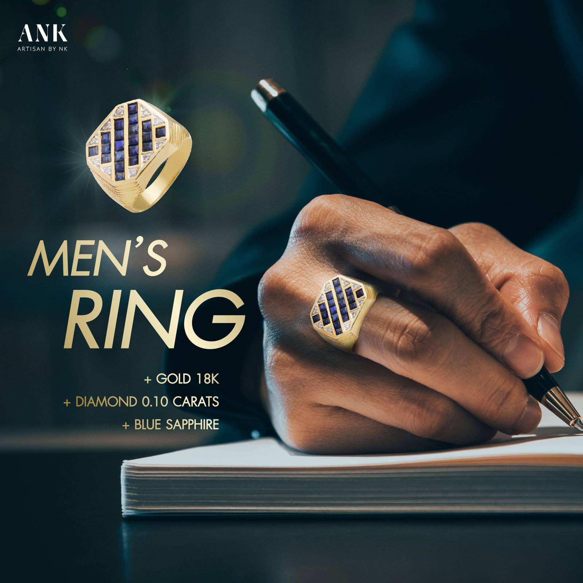 เสริมบุคลิกให้กับสุภาพบุรุษ ให้ดูดีมีระดับ ด้วยแหวนทองฝังเพชรและไพลินจาก Artisan by N.K. #ANK ที่เหมาะกับโอกาสพิเศษของคุณ