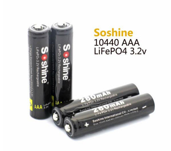 1 pcs Soshine 10440 battery 3.2V 280mAh