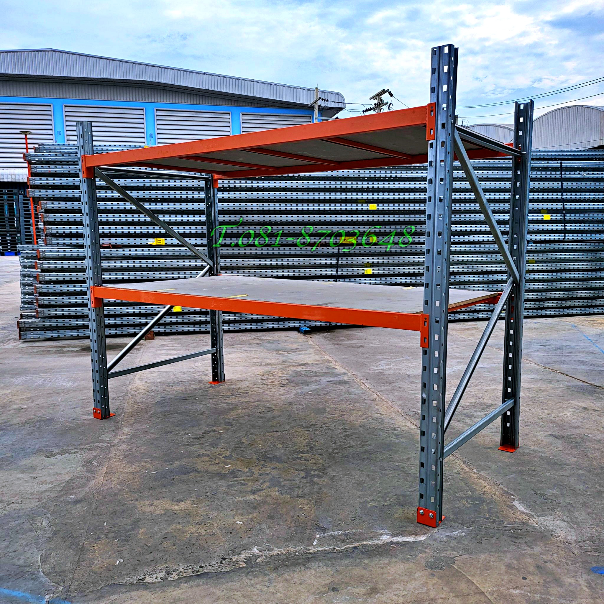 Medium rack มือสอง มาใหม่ ขนาด 125x250xสูง200cm 2 ชั้น รับน้ำหนักได้ชั้นละ 1000kg