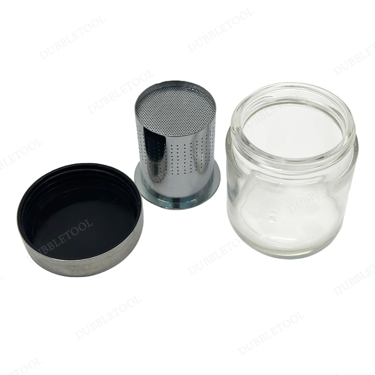 ขวดแก้วล้างเพชร ตระแกรงล้างพลอย โหลแก้วแช่น้ำยาล้างพลอย ฝาครอบสแตนเลส Diamond Stone Washer