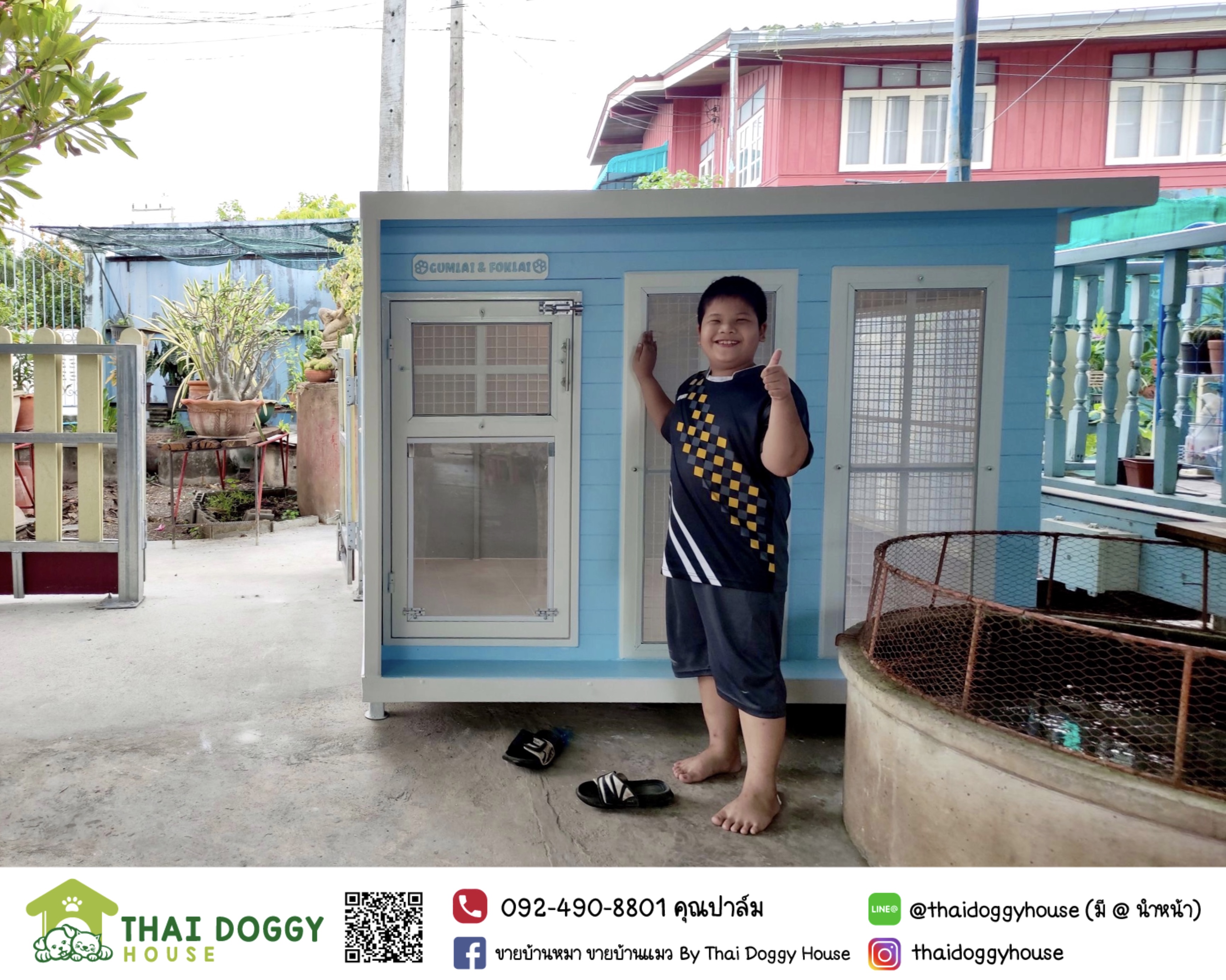 บ้านหมา บ้านแมวหลังใหญ่ โทนสีฟ้าสว่างสดใส แบบขายดีที่สุดดดดด ‼️