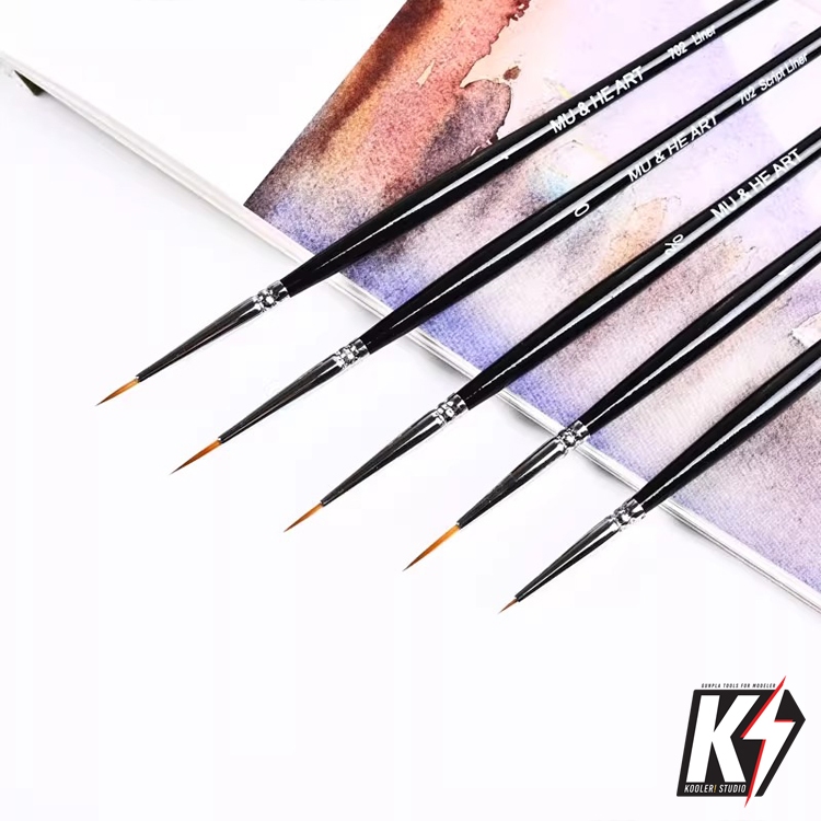 Mu&He 702 พู่กันปลายแหลม เล็กพิเศษ พู่กัน Liner #พู่กันสีน้ำ ปลายกลม เบอร์เล็กพิเศษ