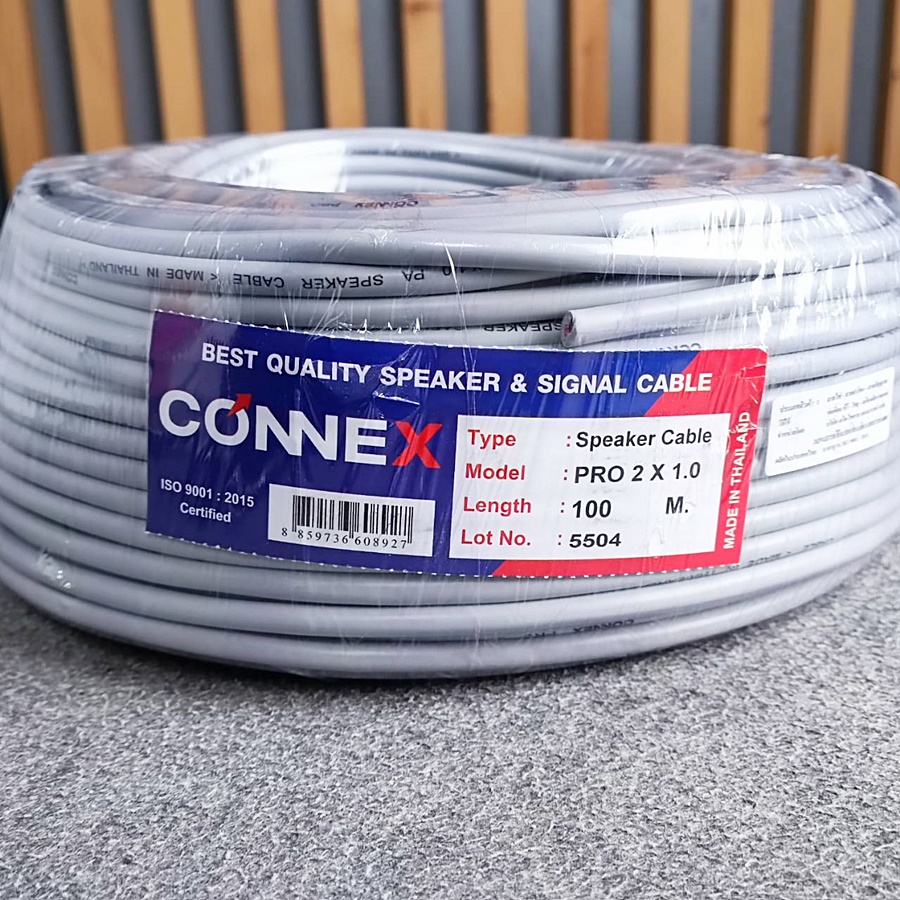 ขด100เมตร CONNEXสายลำโพง PRO2x1.0 สีเทา ทองแดงแท้ขนาด1mm สายลำโพงกลางแจ้ง สายลำโพง2คอร์ เอไอ-ไพศาล