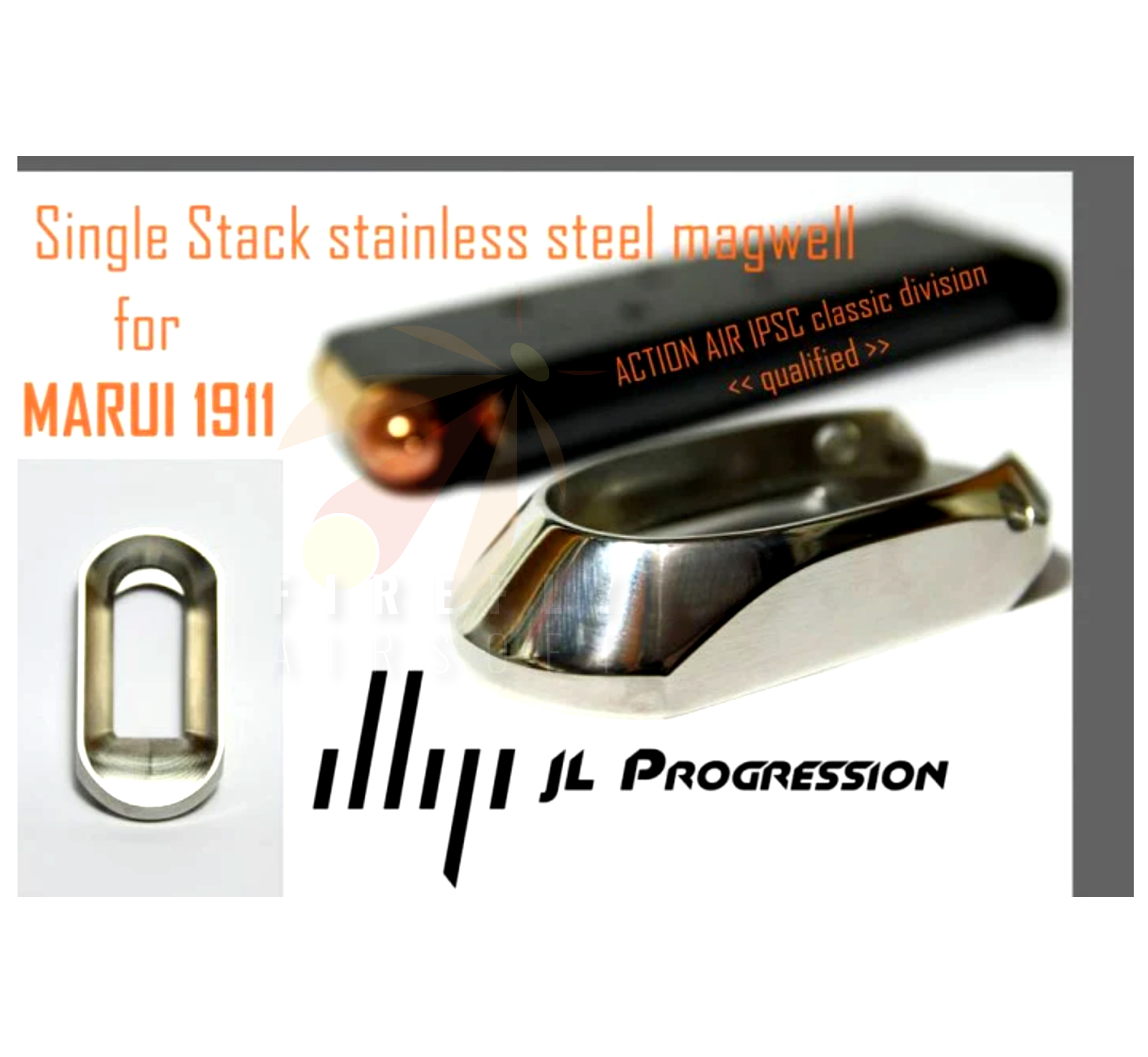 JLP - CNC stainless steel magwell for MARUI 1911 single stack series