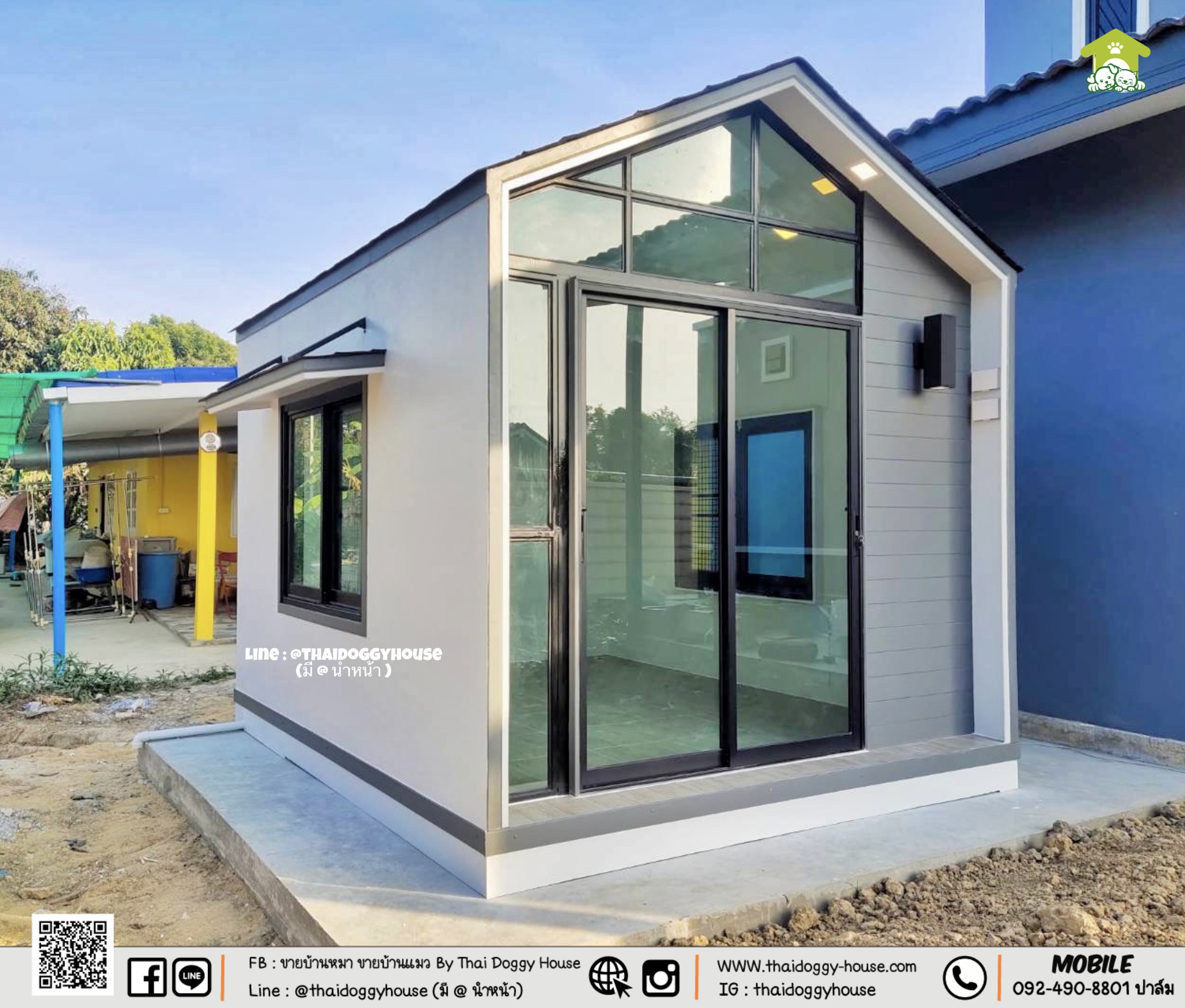 บ้านหมา บ้านแมว " 𝐍𝐎𝐑𝐃𝐈𝐂 𝐒𝐓𝐘𝐋𝐄 " บ้านดีไซน์สวย เรียบง่าย เป็นกระจกช่วยเพิ่มแสงสว่าง หลังคาทรงจั่วสูง ภายในโปร่งโล่ง สบาย