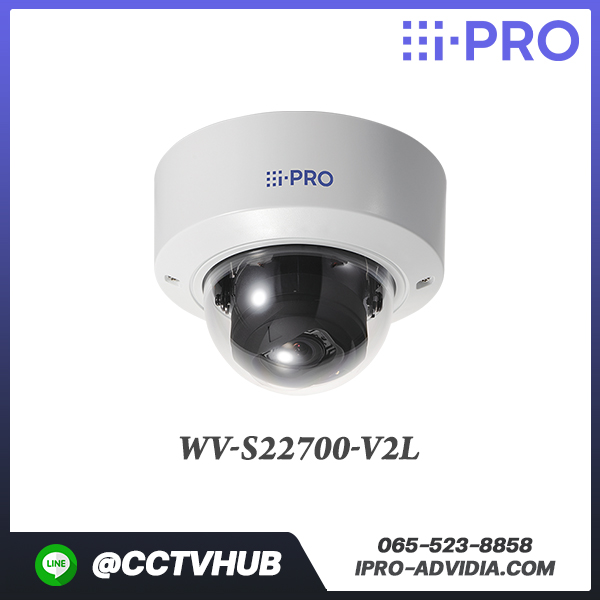 กล้อง i-PRO รุ่น WV-S22700-V2L 4K IR Indoor Vandal Dome Network Camera with AI Engine