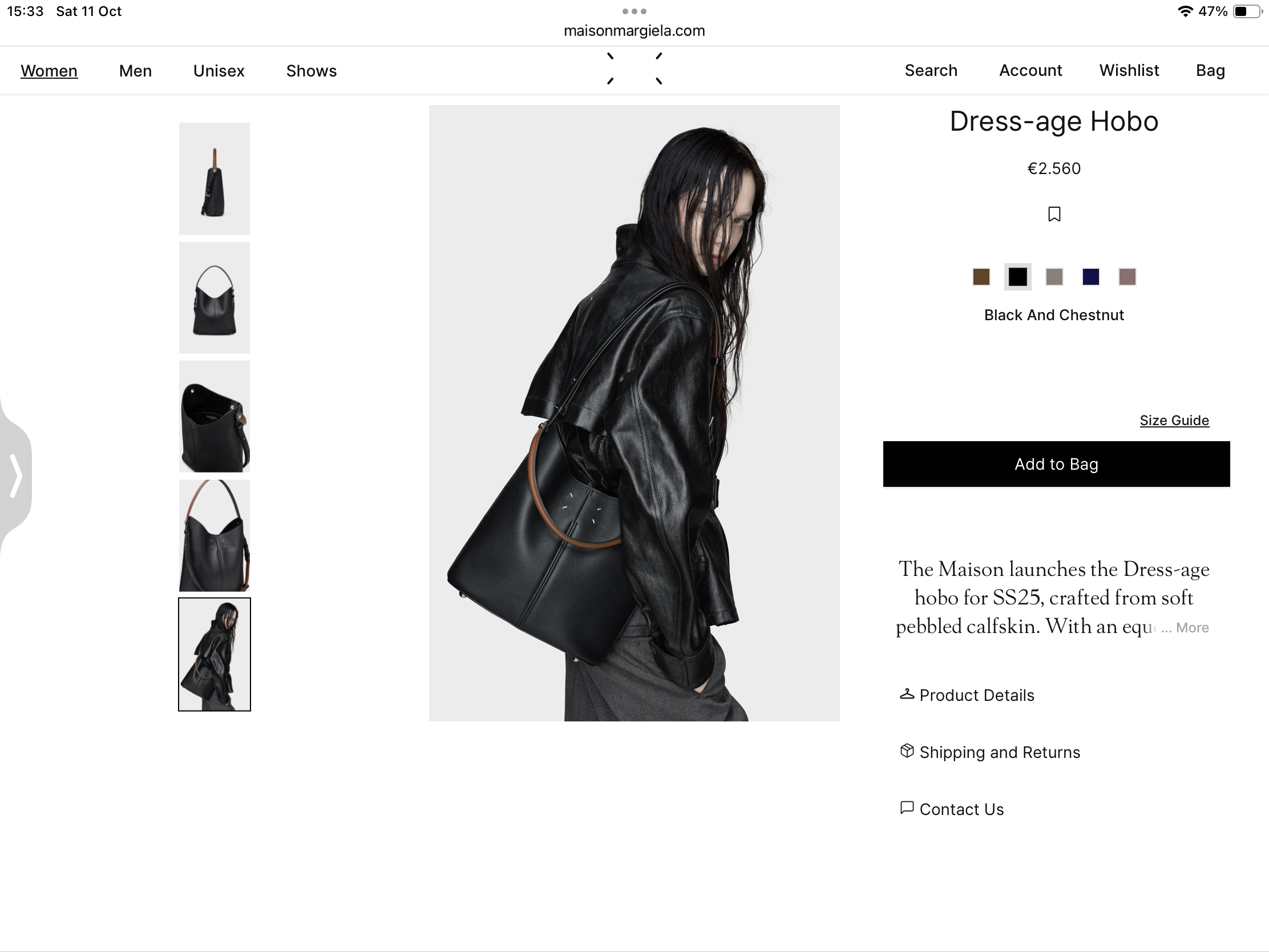 **do** กระเป๋าหนังแท้ Maison Margiela Dress-age Hobo สินค้าใหม่ ของแท้