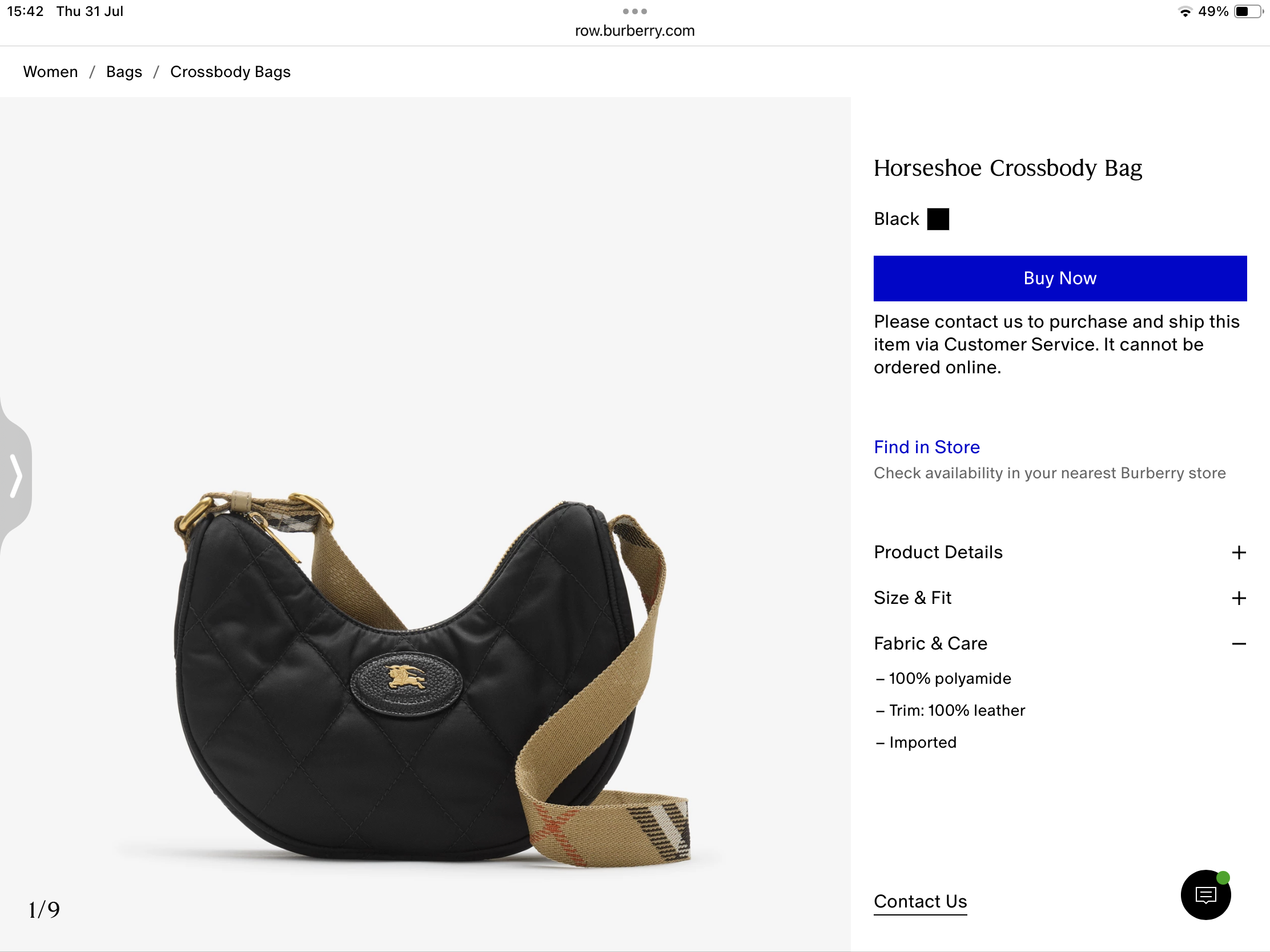 **do** กระเป๋าผ้า Burberry Horseshoe Crossbody Bag สินค้าใหม่ ของแท้