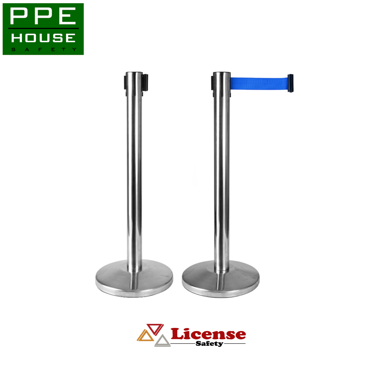 เสากั้นทางเดินสแตนเลส สีน้ำเงิน