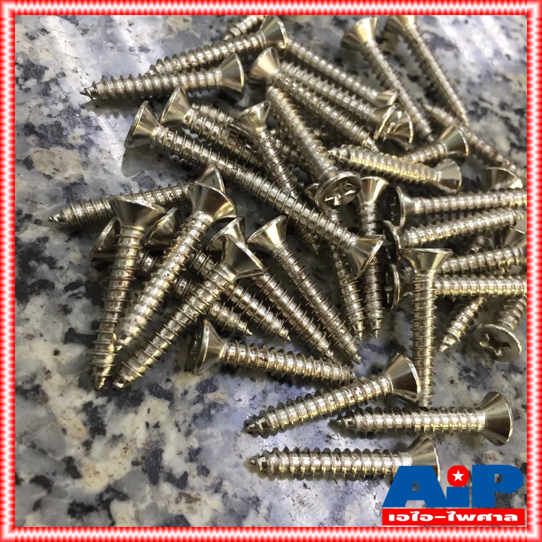 ถุง20ตัว สกรู FH 8X1" น็อต น็อตหัวแบนยาว1นิ้ว น็อตหัวแบน สกรูหัวแบน น็อตเกลียวปล่อย สกรู8X1นิ้ว น็อต8X1นิ้ว เอไอ-ไพศาล