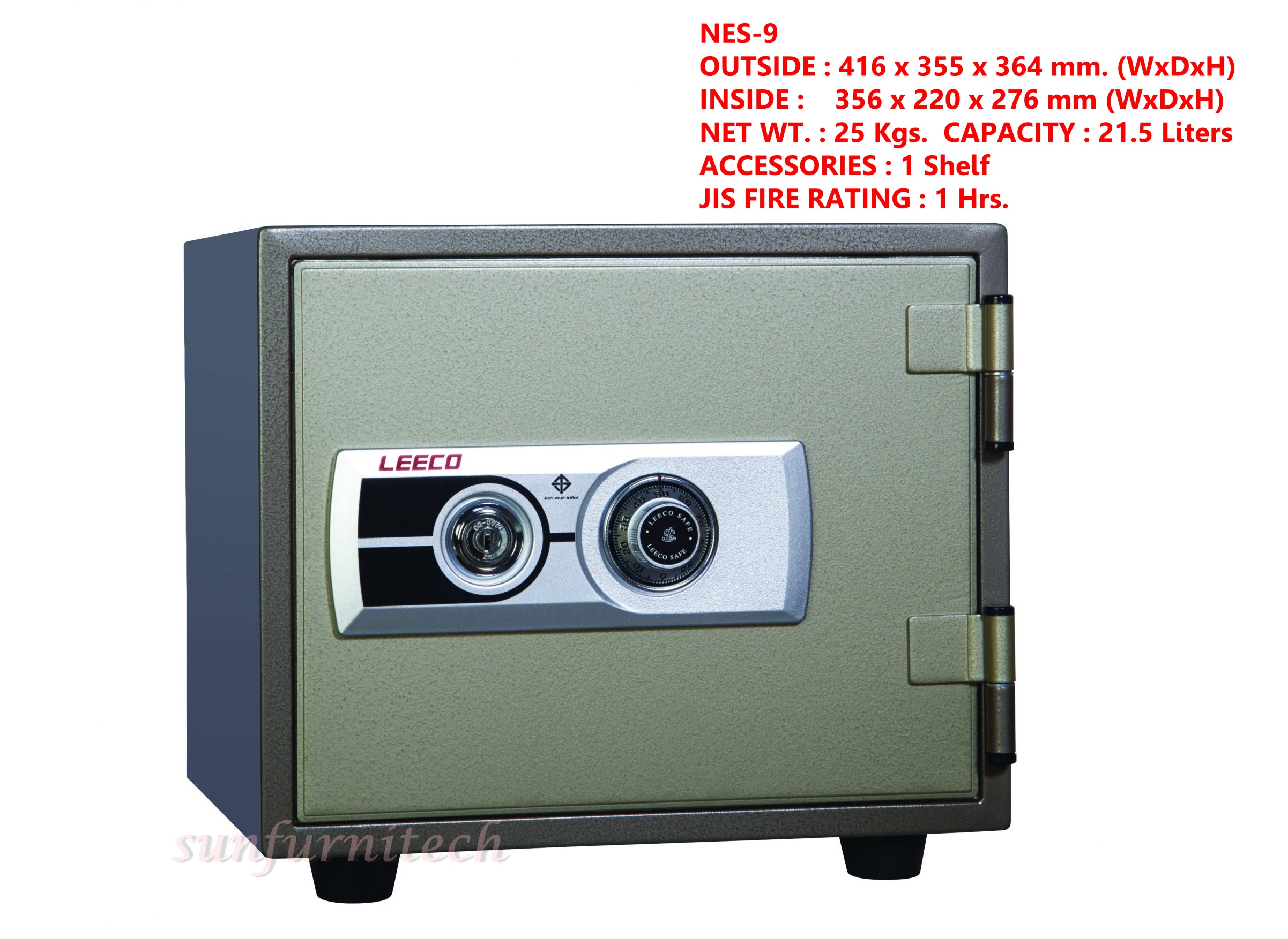 ตู้เซฟนิรภัยขนาดเล็ก น้ำหนัก 25 กก. ยี่ห้อ LEECO ( ลีโก้ ) รุ่น NES-9