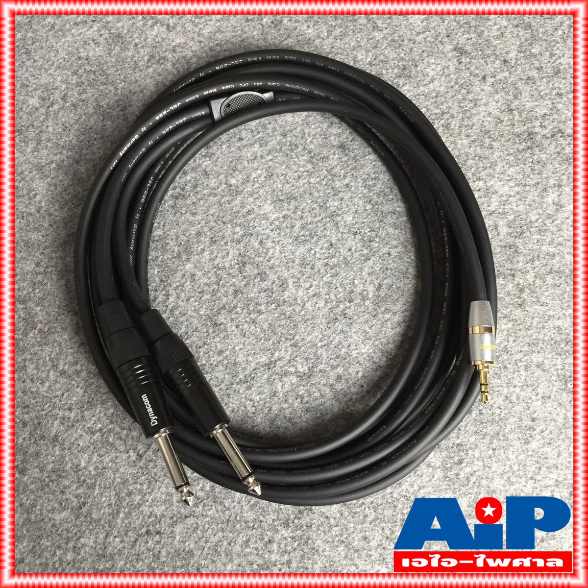 5เมตร DYNACOM สายP.TR-STออกP.MICเหล็กx2 J296/J304 สายดำ สายสัญญาณเสียง P.MONO 2P +TRS 5เมตร ยาว5เมตร เอไอ-ไพศาล