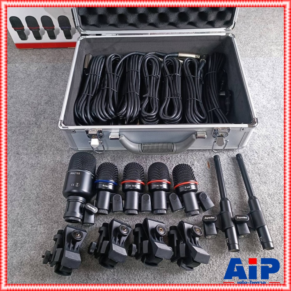 SUPERLUX DRK-K5C2 ไมค์เครื่องดนตรี7ชิ้น DRK K5C2 DRKK5C2 Drum Microphone Set ชุดไมค์กลอง 7 ชิ้นพร้อมสายไมโครโฟน เอไอ-ไพศาล