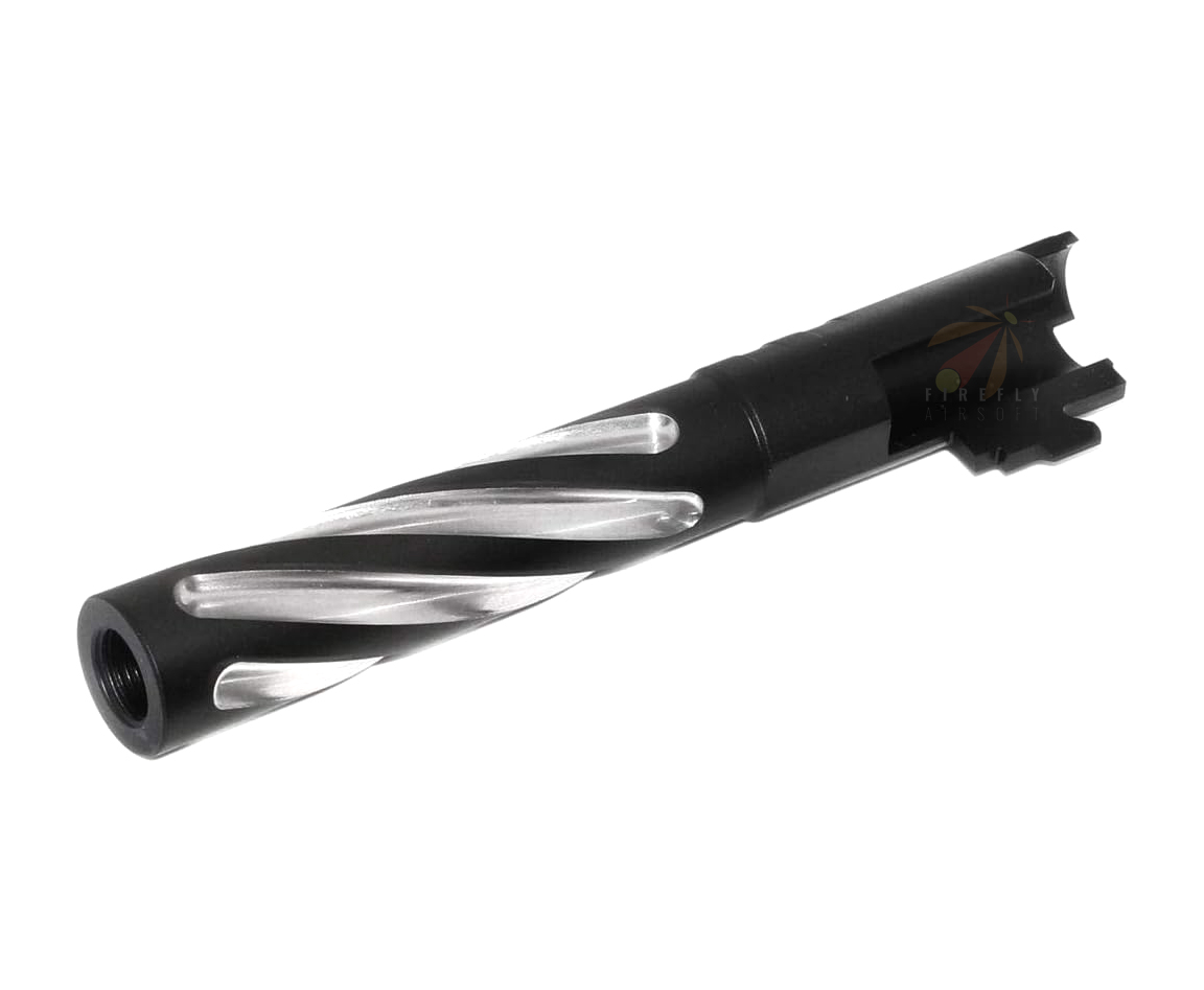 5KU Stainless Steel Tornado Style Spiral Outer Barrel +11mm CW for Tokyo Marui Hi-Capa 5.1 GBB Black/Silver