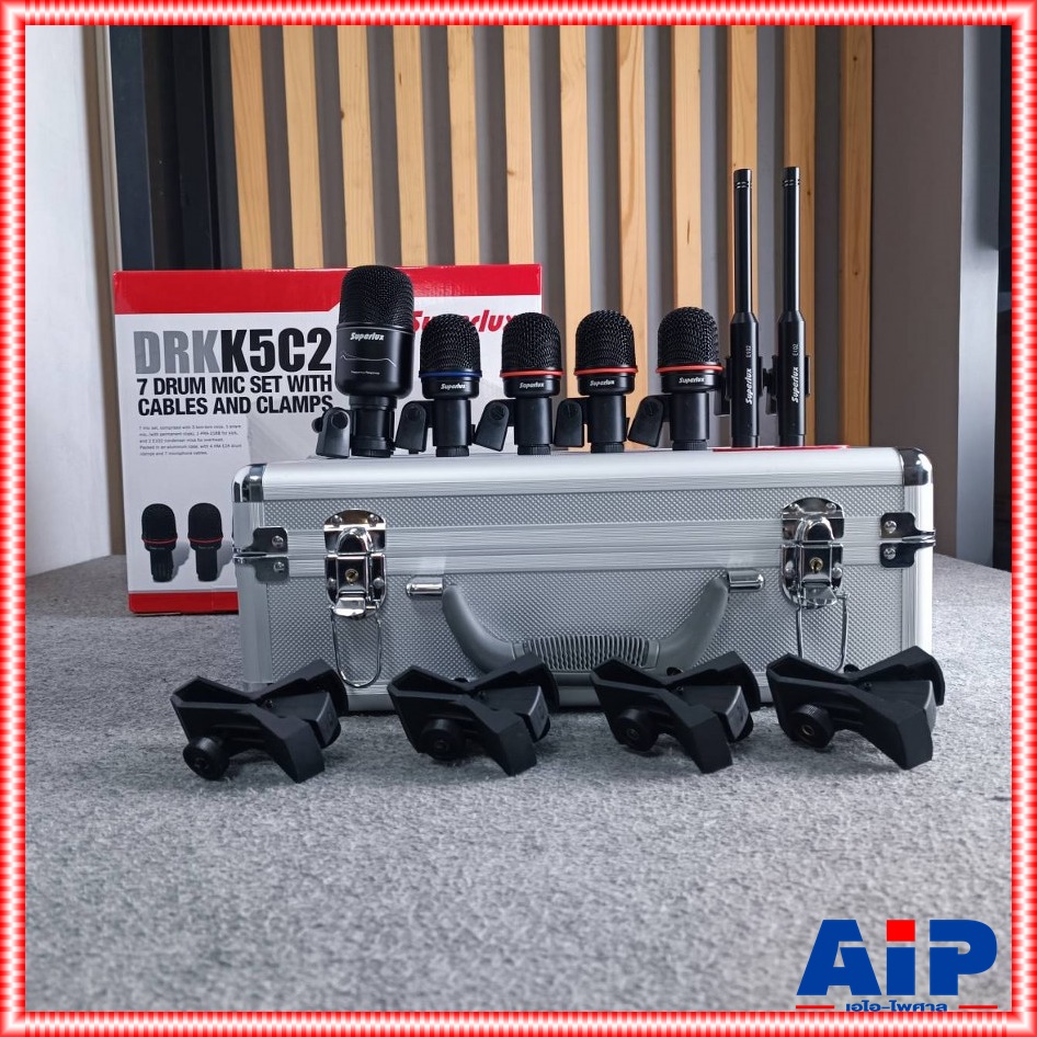 SUPERLUX DRK-K5C2 ไมค์เครื่องดนตรี7ชิ้น DRK K5C2 DRKK5C2 Drum Microphone Set ชุดไมค์กลอง 7 ชิ้นพร้อมสายไมโครโฟน เอไอ-ไพศาล