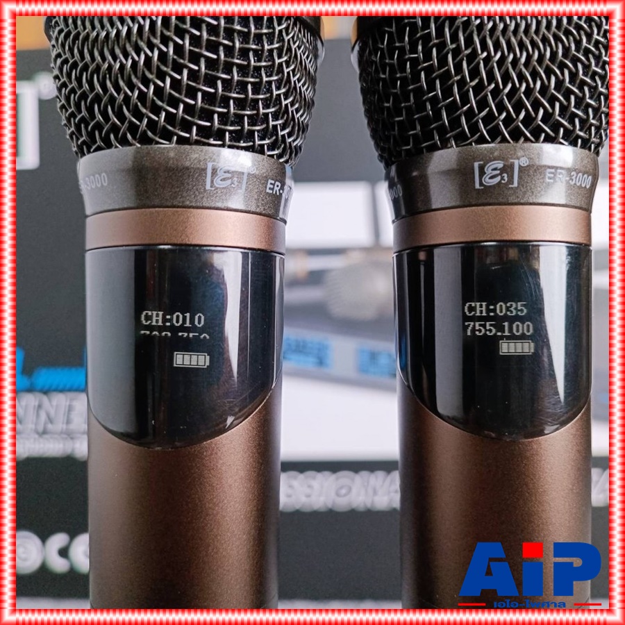 E3 ER-3000 ไมค์ลอยUHF ปรับความถี่ ไมค์ลอยถือไร้สาย ไมโครโฟนไร้สาย ย่าน UHF มีกล่องเก็บไมค์แถมมาในชุด ไมค์ลอยถือคู่ E3 รุ่น ER 3000 ER3000เอไอ-ไพศาล