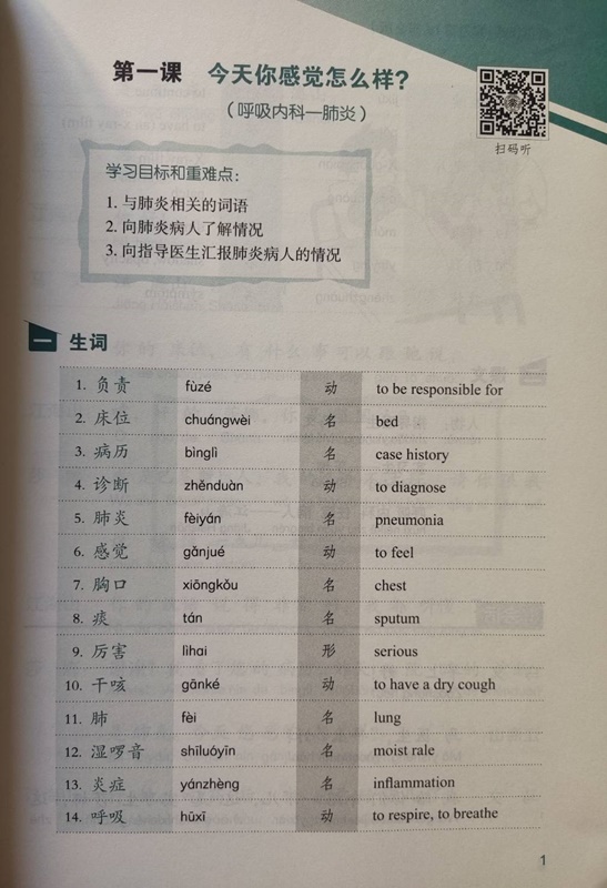 ภาษาจีนด้านการเเพทย์ Medical Chinese 医学汉语 实习篇