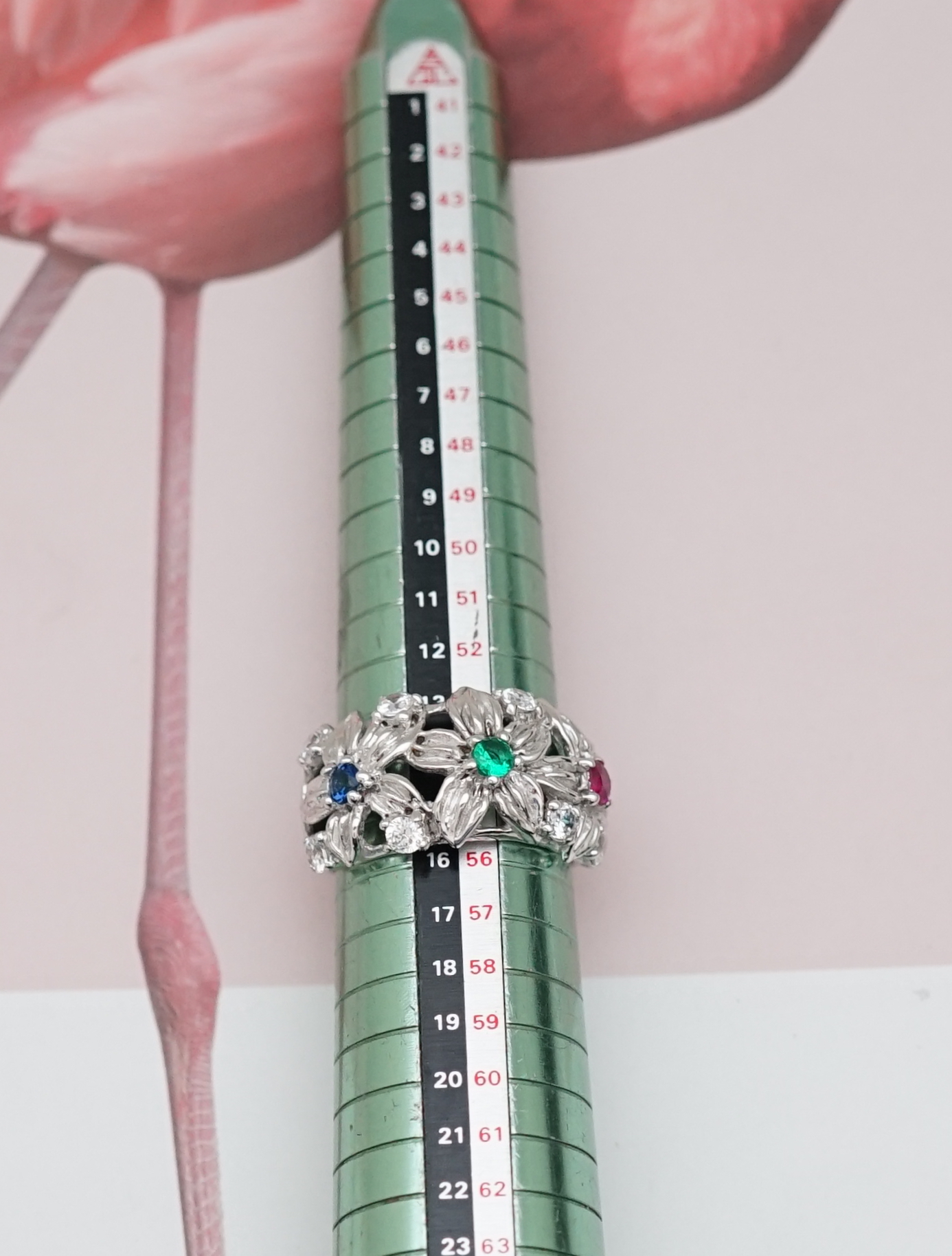 แหวนเงินแท้: แหวนลายดอกไม้หลากสี