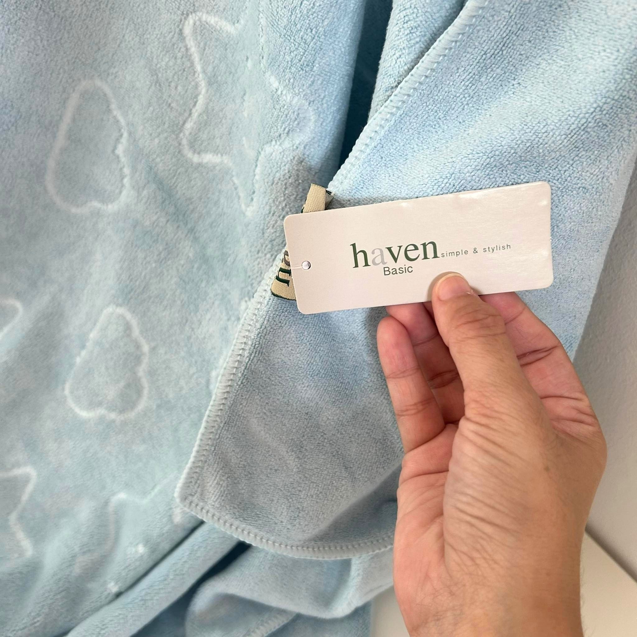 🍀HAVEN Towel Microfiber🍀ผ้าเช็ดตัว ผ้าขนหนู ไมโครไฟเบอร์ ขนาด 28*56 นิ้ว HAVEN แท้💯MC Emsky Blue