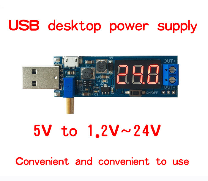 DC-DC USB adjustable buck-boost power supply voltage regulator module 5V to 3.3V 9V 12V 24V