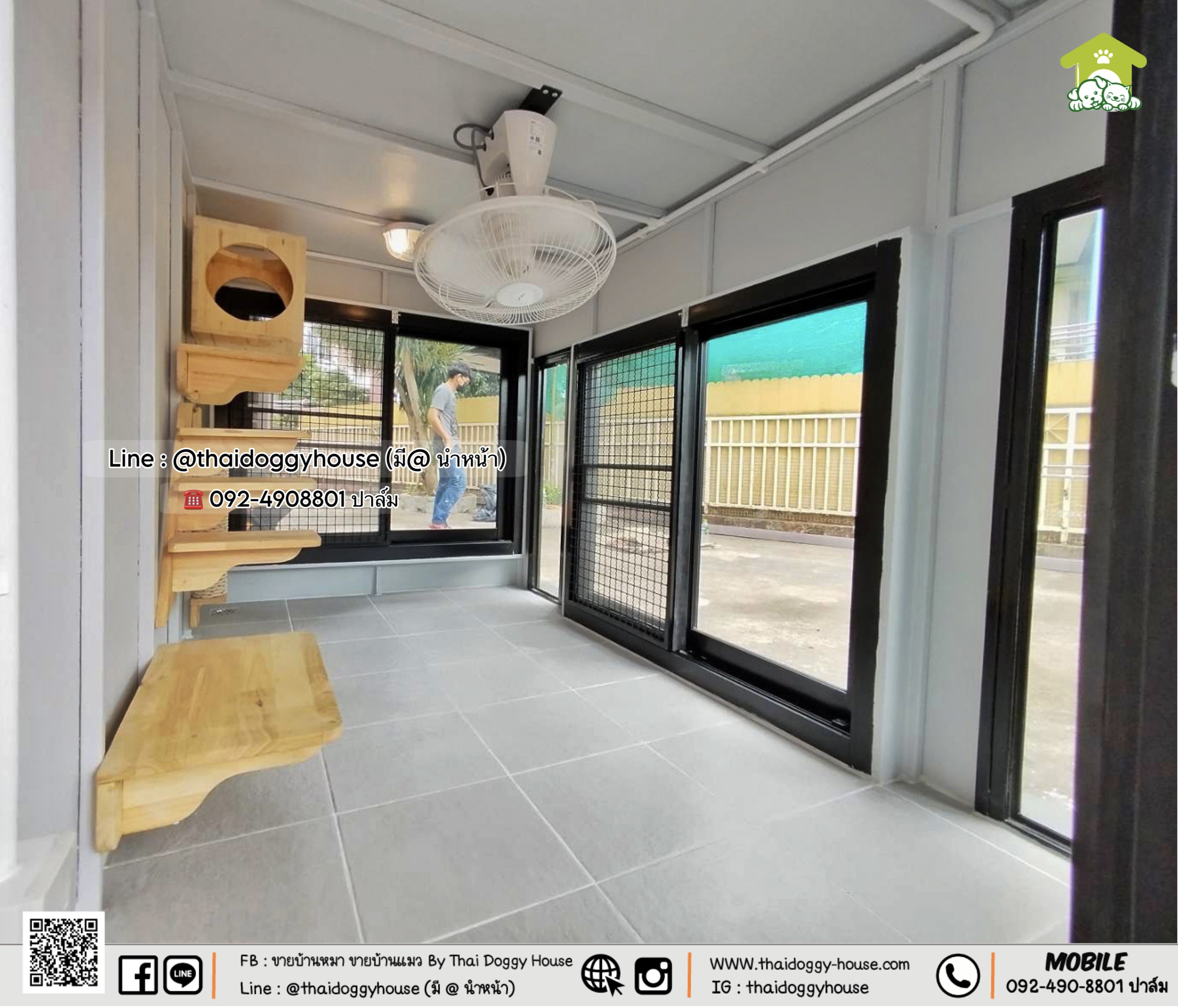 บ้านหมา บ้านแมว 𝐓𝐡𝐚𝐢 𝐝𝐨𝐠𝐠𝐲 𝐡𝐨𝐮𝐬𝐞 แบบบ้าน 𝐁𝐨𝐱 𝐒𝐭𝐲𝐥𝐞 บ้านกระจกรองรับการติดแอร์