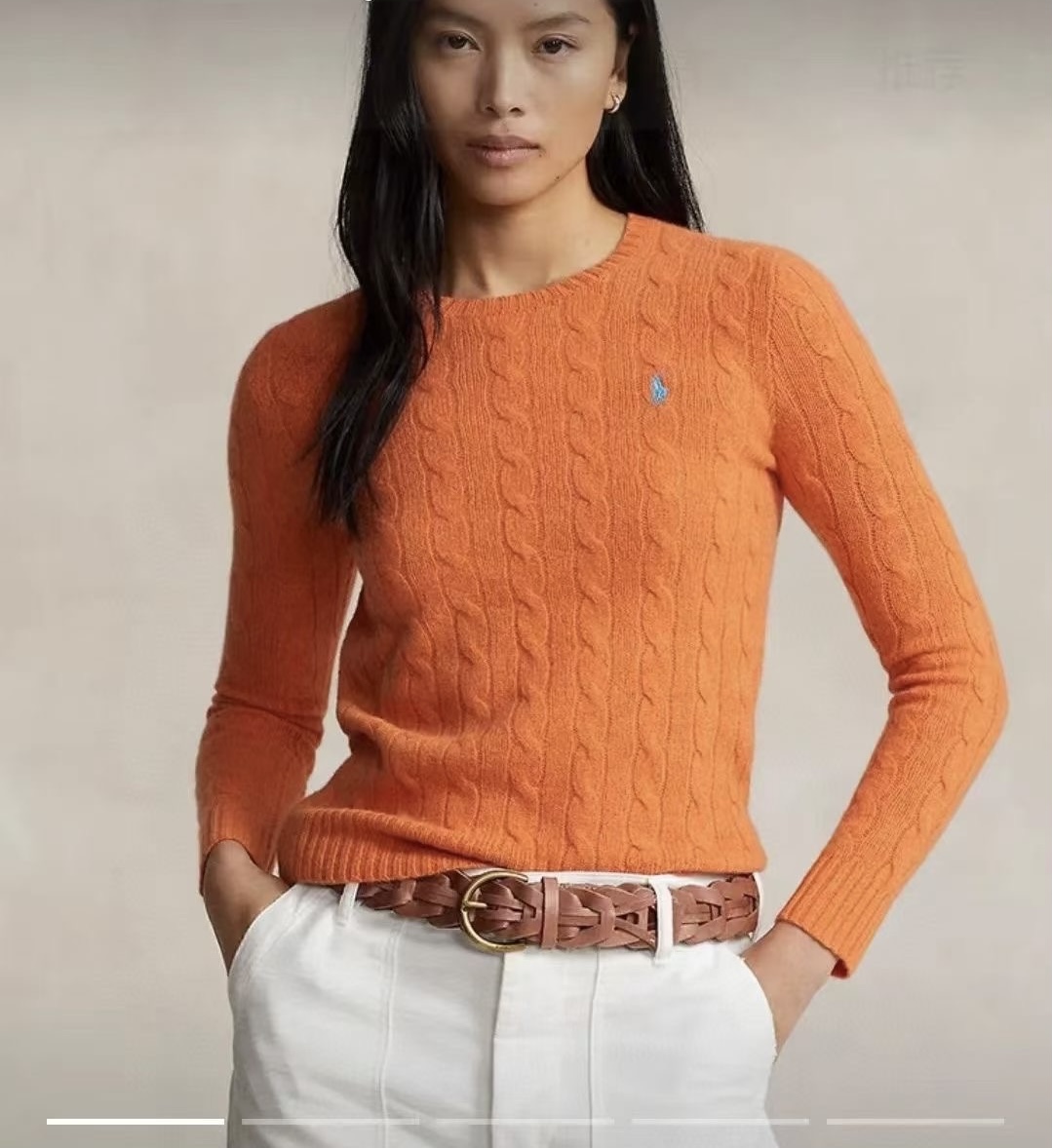 ** do** เสื้อคาดิแกนคอกลม Polo Ralph Lauren มี 8 สี ของผู้หญิง ทอผ้าลอนๆ สินค้าใหม่ ของแท้