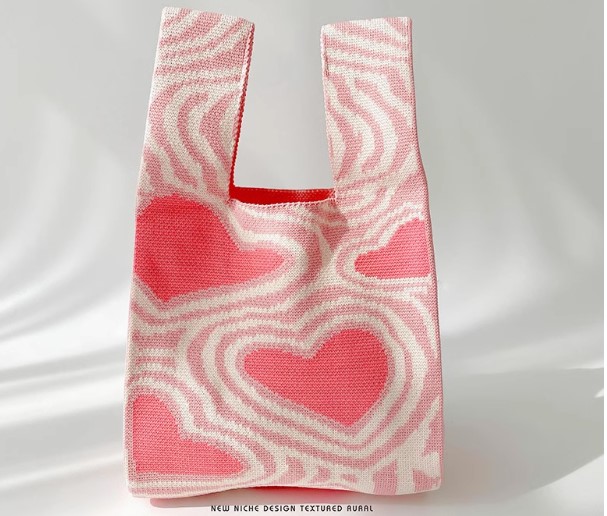 กระเป๋าผ้า ถุงผ้า ถักลายหัวใจ หวาน ๆ โทนสีพาสเทล น่ารัก ๆ ของขวัญ ของชำร่วย สวย ๆ ใช้งานได้จริง 479416