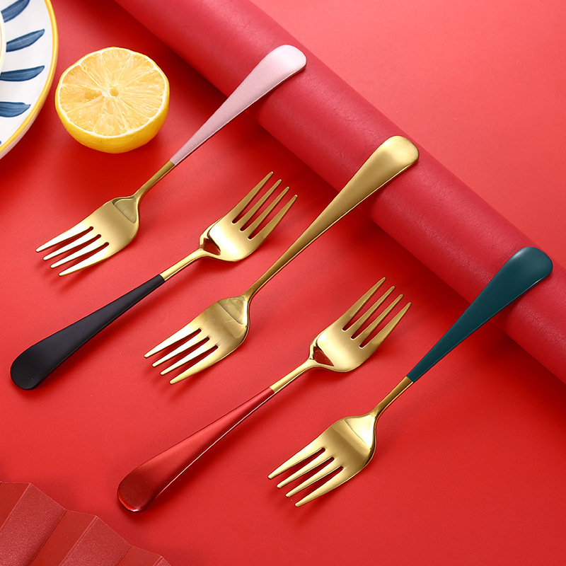 ช้อนส้อม ช้อนขนมหวาน มีสีทอง ดำ เงิน นาค ส้อน＆ส้อมเกาหลี แสตนเลส - Dessert Stainless Spoon Fork