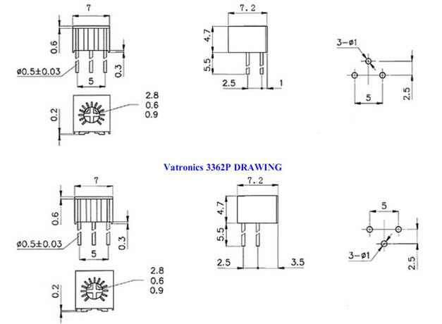 3362P VR เกือกม้า 100 ohm - 1Mohn Trimpot Variable Resistor (Trimmer Potentiometer)