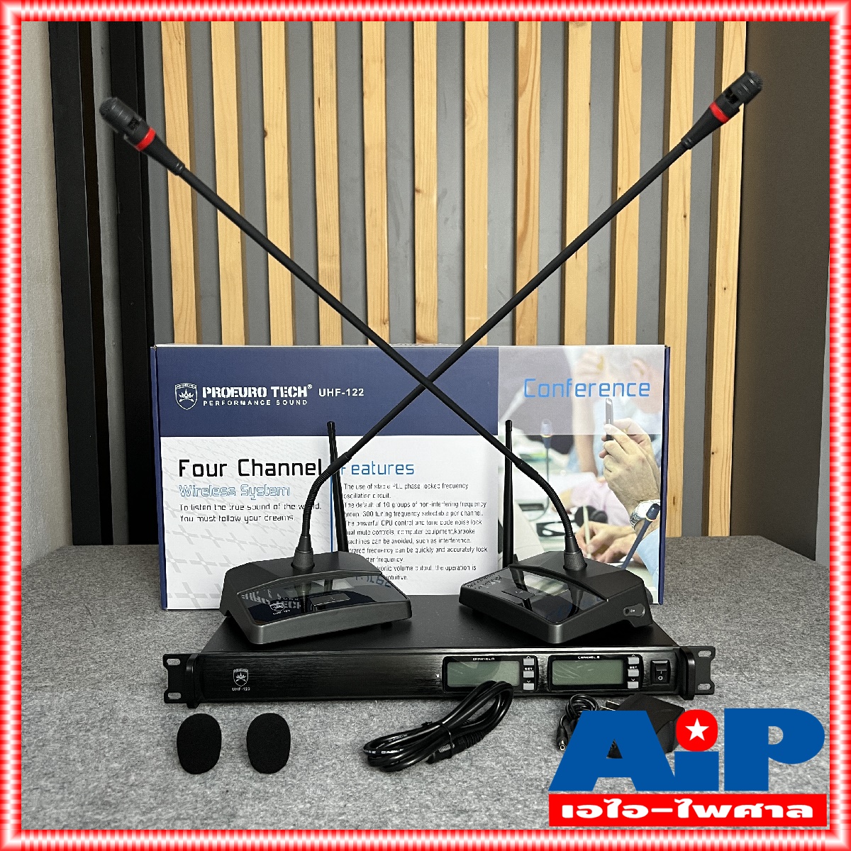 PROEUROTECH UHF122 ไมค์ลอยตั้งโต๊ะ2ตัว ก้านยาว60CM UHF 122 UHF-122 ไมค์ประชุม ชุดประชุมไร้สาย ไมค์ประชุมไร้สาย ความถี่ใหม่ กสทช เอไอ-ไพศาล