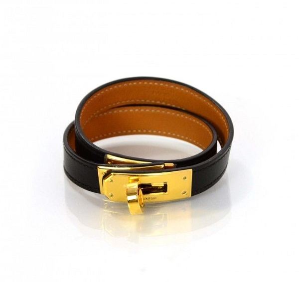 Hermes Kelly Double Tour Bracelet - Black / Gold สีดำทอง สภาพ 99 %