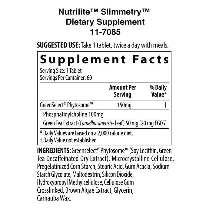 Nutrilite Slimmetry Dietary Supplement จำนวน60 เม็ด ปลอดภัยด้วยสารสกัดจากสมุนไพร ไม่โยโย้