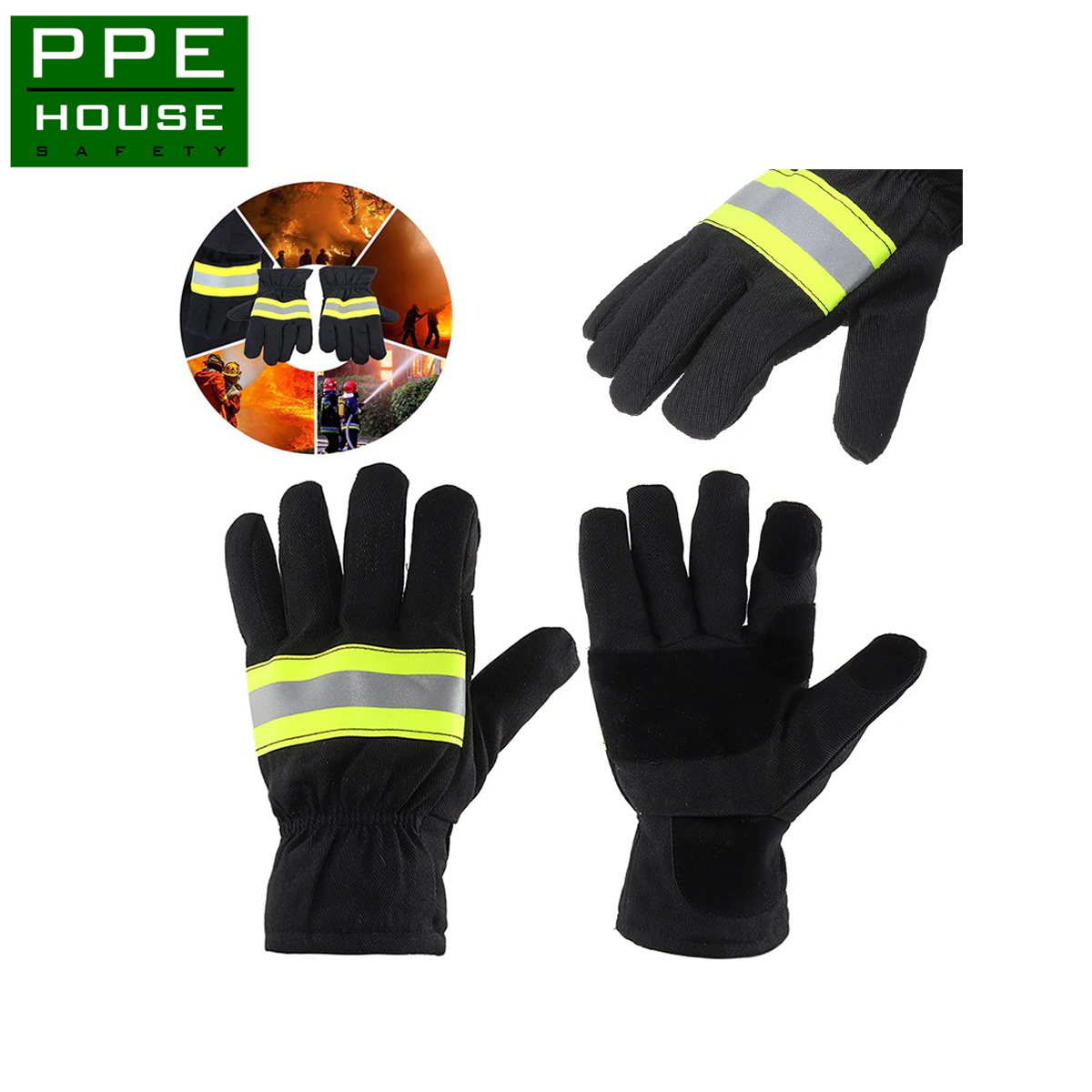 ถุงมือดับเพลิงภายนอกอาคาร สีดำ