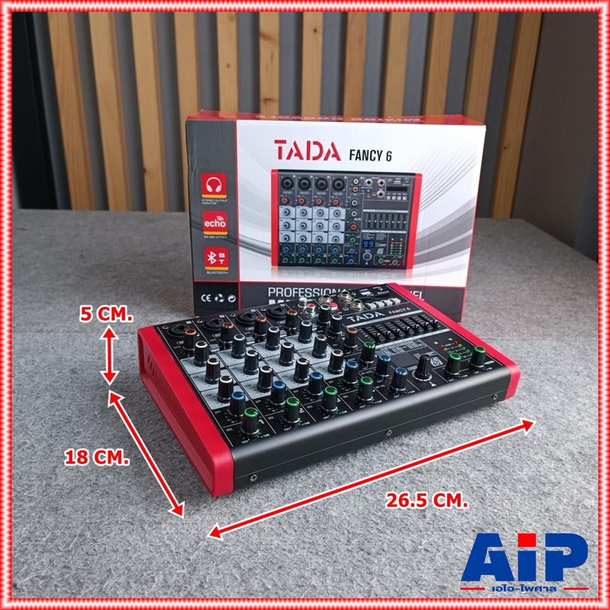 TADA FANCY-6 MIXER สีแดง มิกเซอร์ TADA Fancy 6 ช่องสัญญาณ 4 โมโน 1 สเตอริโอ แจ็ค combo มี Bluetooth มี USB เล่น Mp3 ได้ มีเอฟเฟกแท้ effect EQ 7 แบนด์ มี REC เรดคอร์ด สามารถ บันทึกเสียงได้ เอไอ-ไพศาล