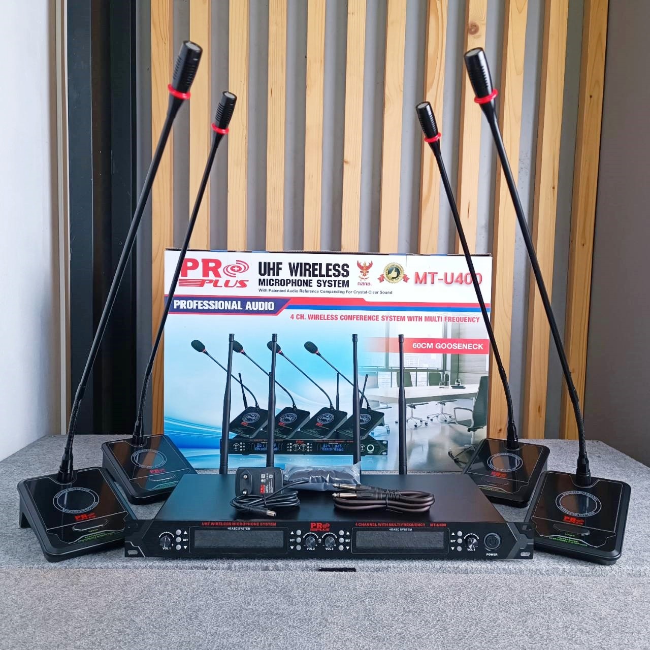 PROPLUS MT-U400 ไมค์ลอยตั้งโต๊ะ 4ตัว UHF Wireless Microphone ชุดไมค์ประชุมไร้สาย ไมค์ลอยไร้สาย โปรพลัส MT U400 MTU400 เอไอ-ไพศาล
