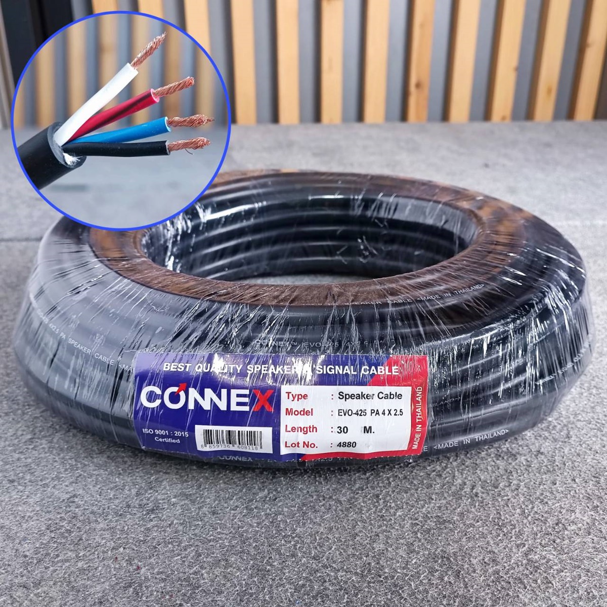 ขด30เมตร CONNEX EVO-425 สายลำโพง ทองแดงแท้ 4x2.5mm สายสีดำ สายลำโพงกลางแจ้ง EVO425 EVO 425 สายลำโพง4คอร์ เอไอ-ไพศาล