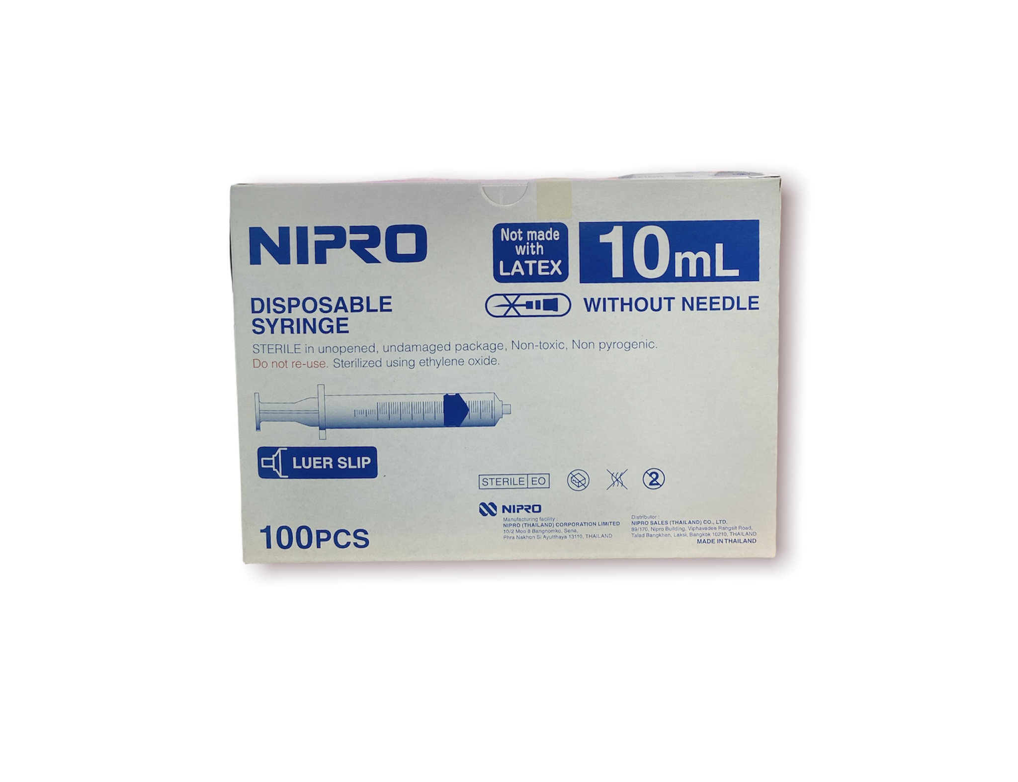Syringe, Disposable 10 ml, 100's/Box -Nipro