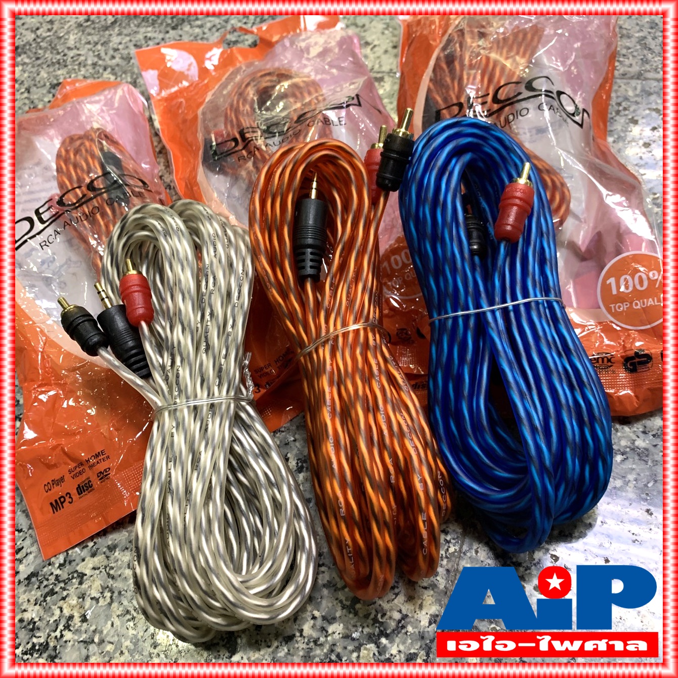 (1เส้น คละสี ยาว5เมตร) DECCON สาย RCA 2หัว TR - ST RCA250 สายสัญญาณ AUX สาย สัญญาณ เสียง 1 ออก 2 เอไอ-ไพศาล