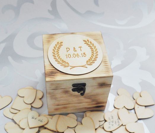 Guest Book DIY ทำจากไม้ กล่องไม้ รับข้อความอวยพร งานแต่งงาน สามารถเขียนคำอวยพร ใส่หัวใจ แทน สมุดอวยพร งานแต่งงาน ได้ 7005107