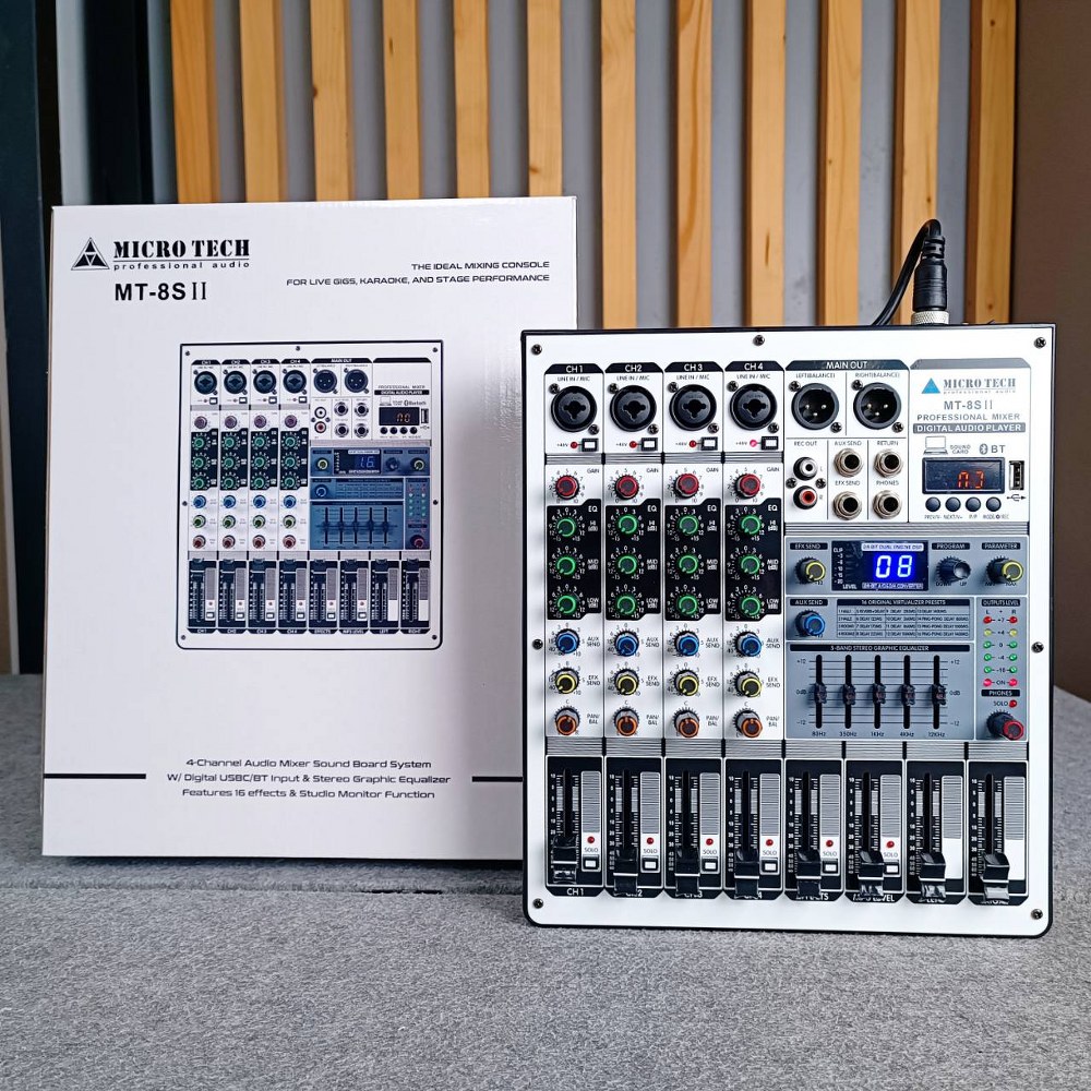 MICROTECH MT-8S II mixer มิกเซอร์ 8 ช่อง รุ่นใหม่ รองรับบลูทูธ พร้อมจอแสดงผล ไมโครเทค MT 8 S mt8s เอไอ-ไพศาล
