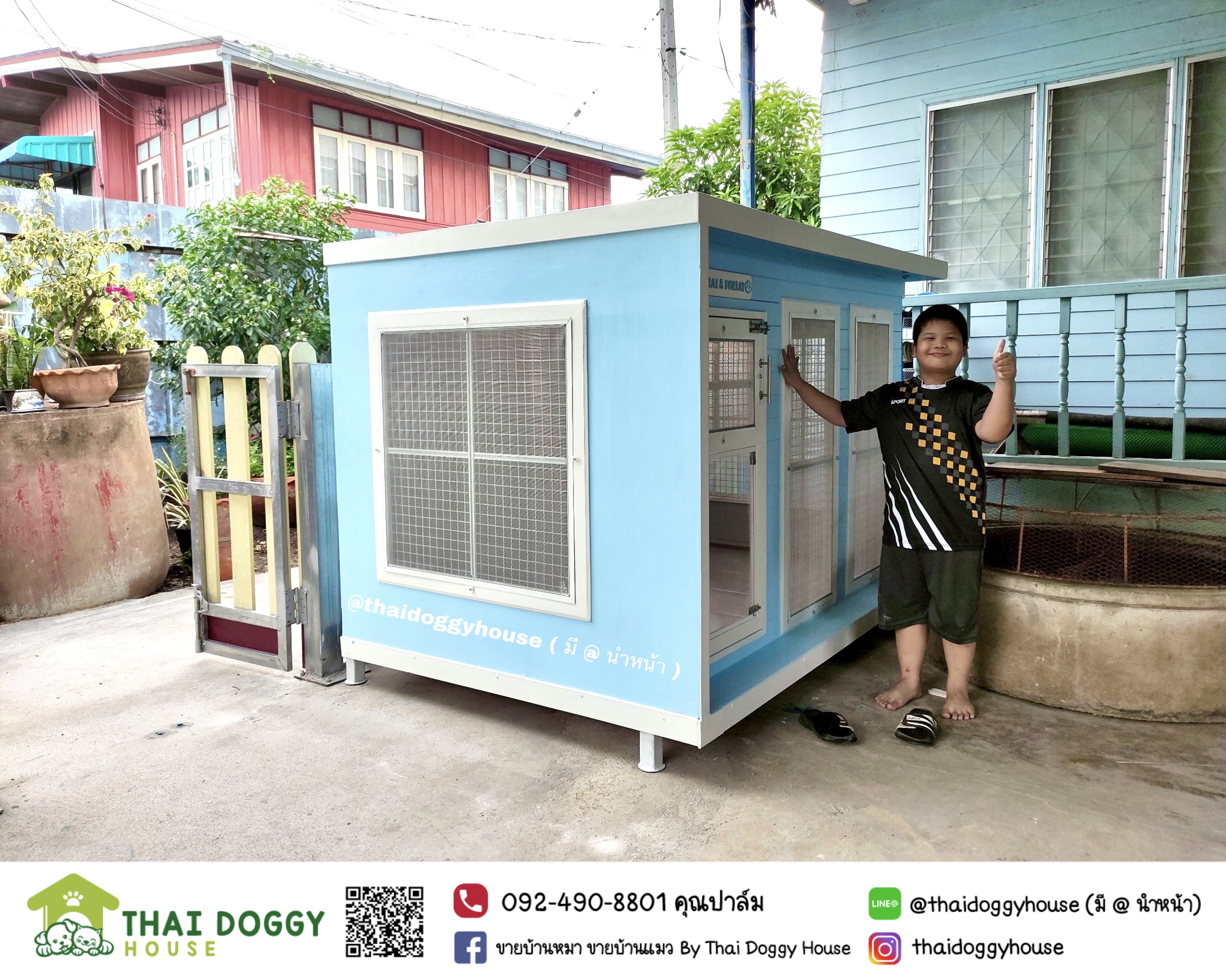 บ้านหมา บ้านแมวหลังใหญ่ โทนสีฟ้าสว่างสดใส แบบขายดีที่สุดดดดด ‼️