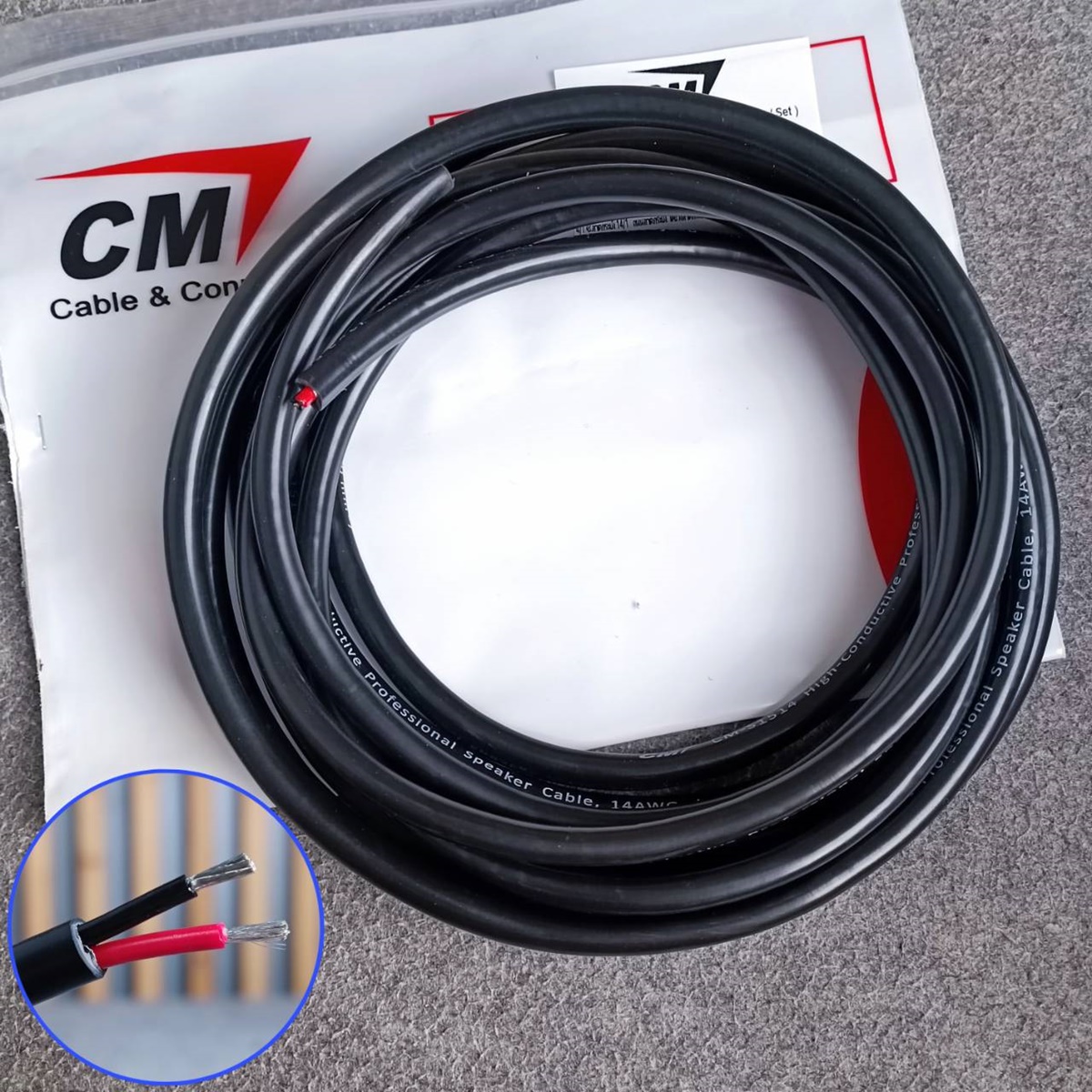 ขด5เมตร CM S1514 สายลำโพง 2x2.5mm ทองแดงแท้ สายสีดำ สายลำโพงPA S-1514 ขนาด2.5mm. สายลำโพง2คอร์ เอไอ-ไพศาล