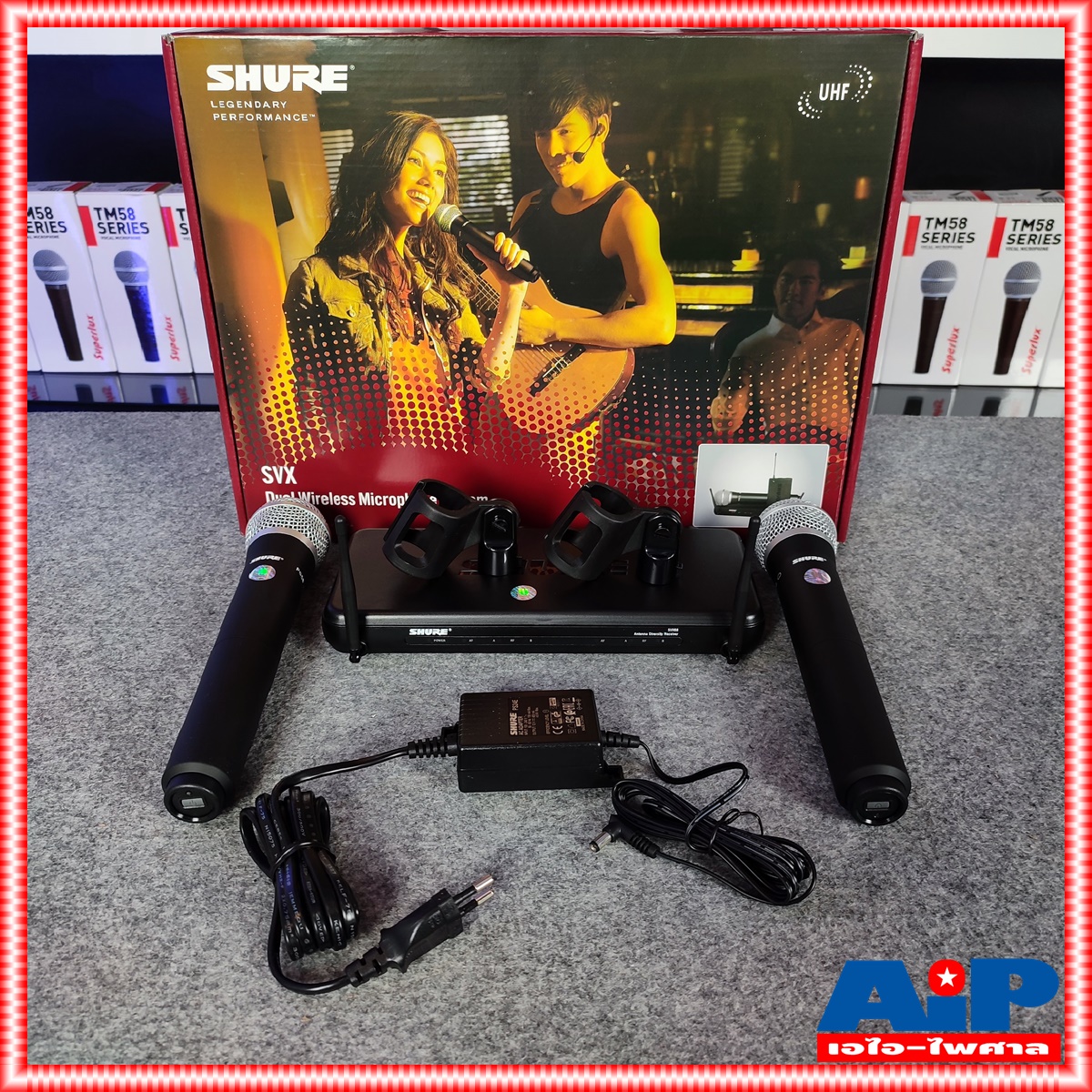 SHURE SVX288TH/PG58-Q12 ไมค์ลอยคู่ ไมโครโฟนไร้สายแบบมือถือคู่ย่าน UHF คลื่นความถี่ 748-758 MHz SVX 288 A / PG 58 Q 12 SVX288A/PG58Q12 เอไอ-ไพศาล +++