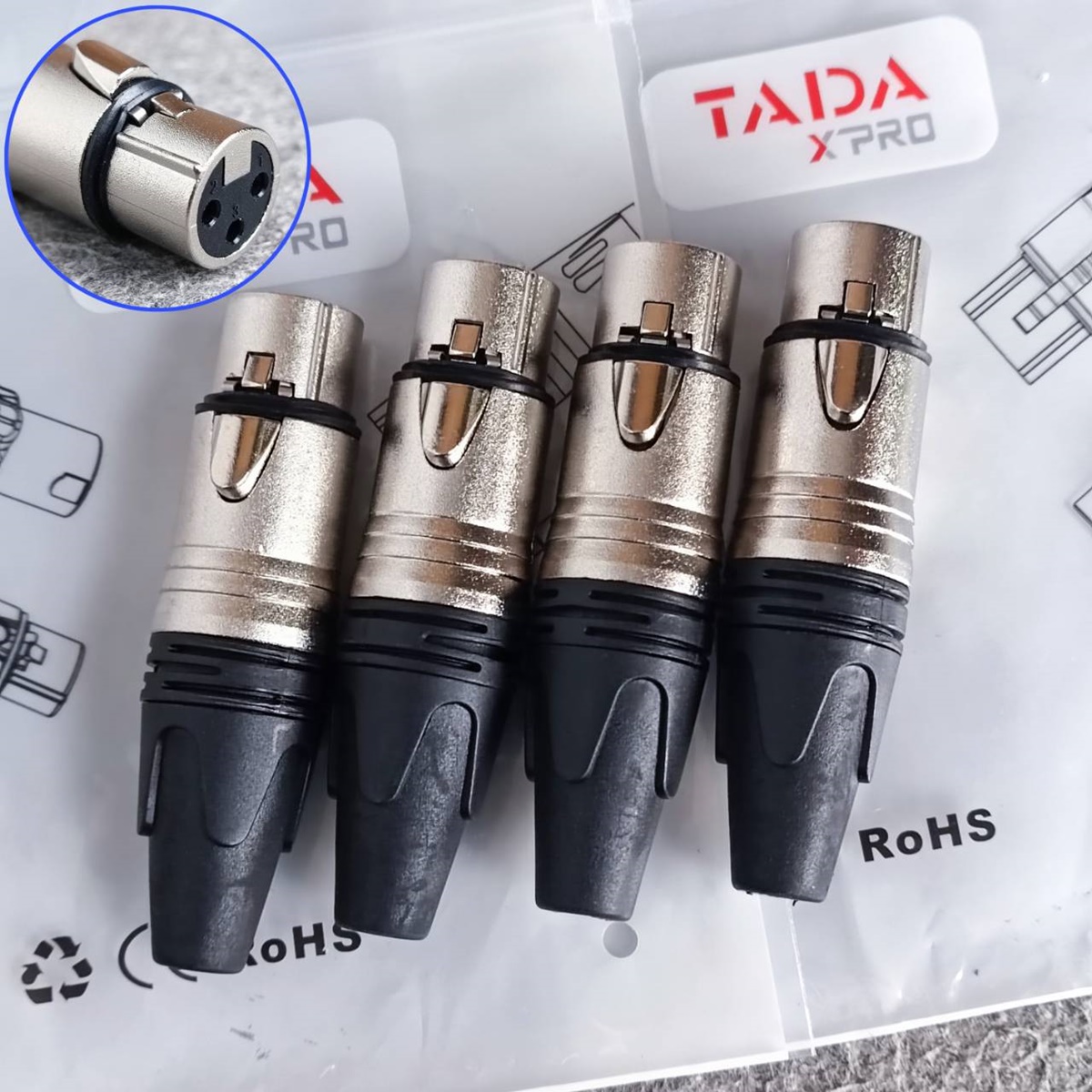 สีเงิน แพ็ค4ตัว TADA YSR-1016 XLRเมีย สีเงิน ปลั๊กแคนนอนตัวเมีย CANNON XLRตัวเมีย YSR1016 เอไอ-ไพศาล