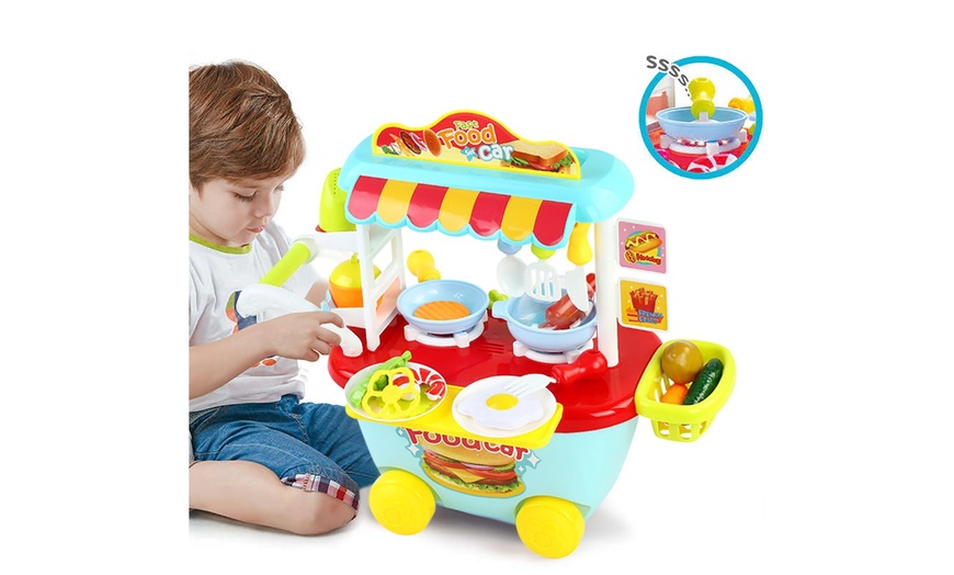889-203 ของเล่นเด็กชุดครัวรถเข็น มีเสียงไฟ