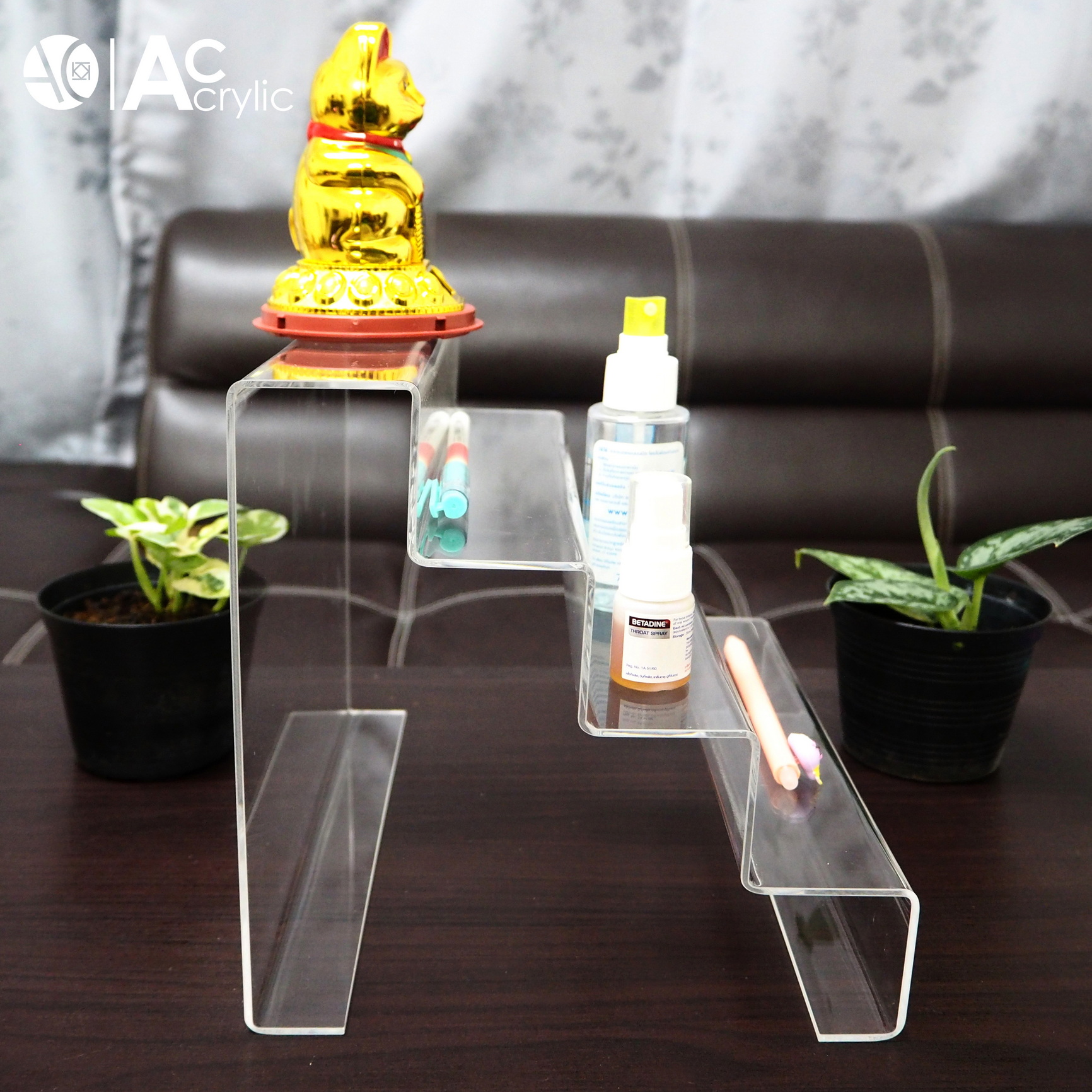 ชั้นวางโมเดล ชั้นอะคริลิค ชั้นวางของ ขั้นบันได 4 ชั้น หนา 2 มิล (4S1)