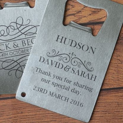 ที่เปิดขวด Diy สี่เหลี่ยม ที่เปิดขวด Stainless แบบบัตรเครดิต สีเงิน สามารถ Laser ชื่อบ่าวสาว ของขวัญ ขงอชำร่วย ของที่ระลึก งานแต่งงาน 378759