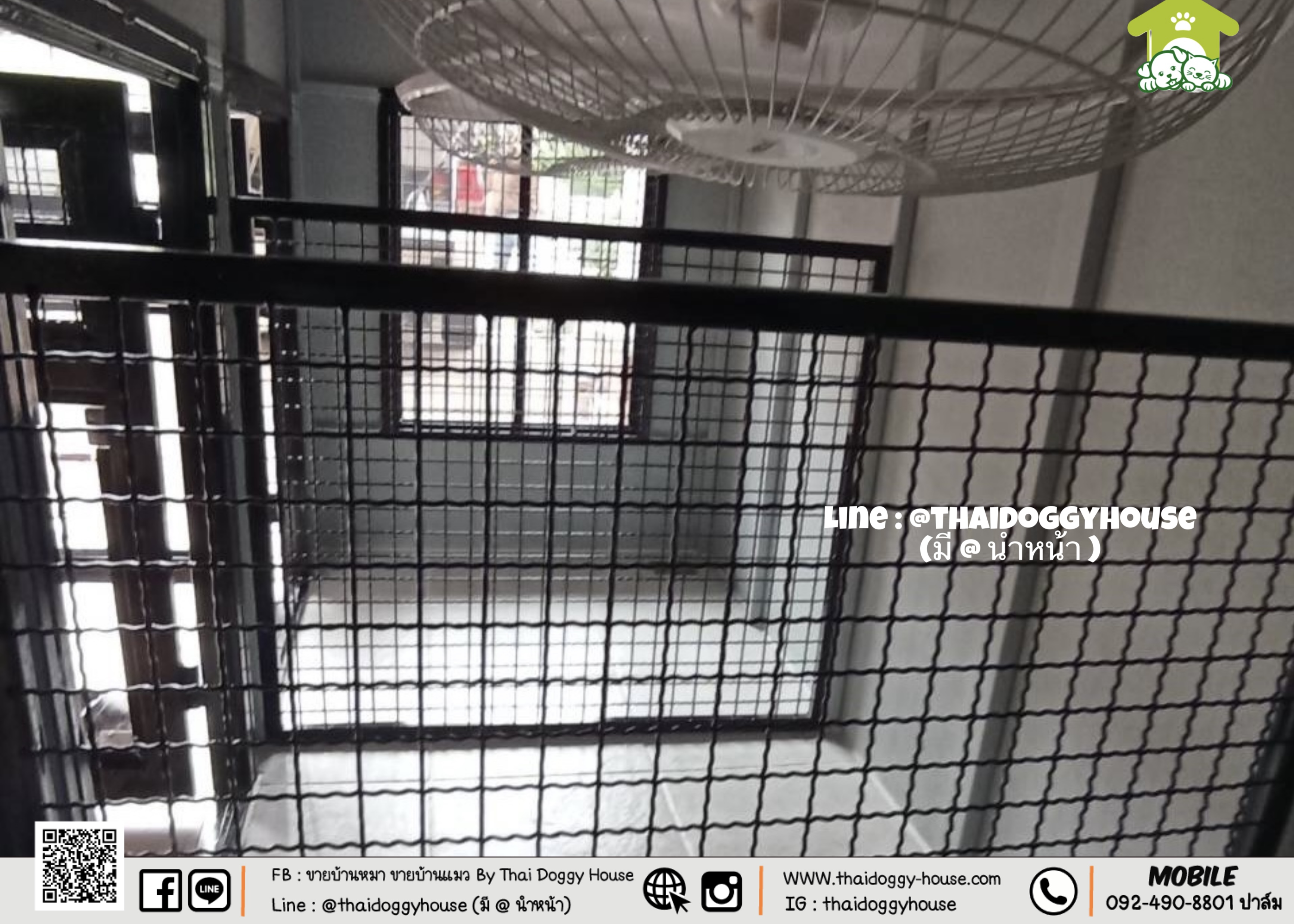 บ้านหมา บ้านแมว บ้านน็อคดาวน์ บ้านสัตว์เลี้ยง แบบพัดลมมีตะแกรงเหล็ก มุ้งลวดทุกหลัง By Thai Doggy House