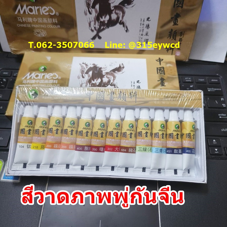 สีวาดภาพจีน Maries 5ml 12สี/กลอ่ง